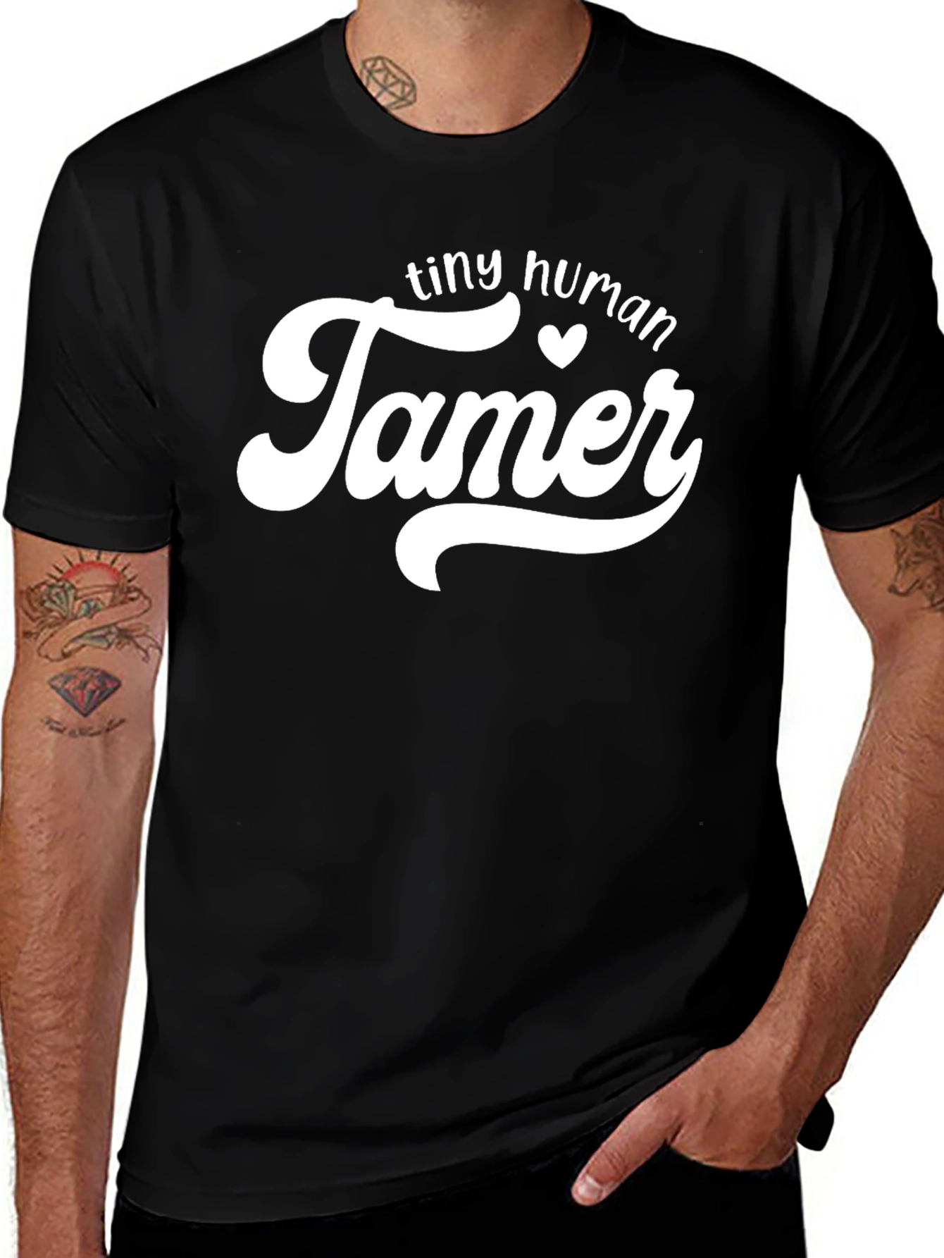 Tiny Human Tamer Graphic Tee - Black Cotton T-Shirt