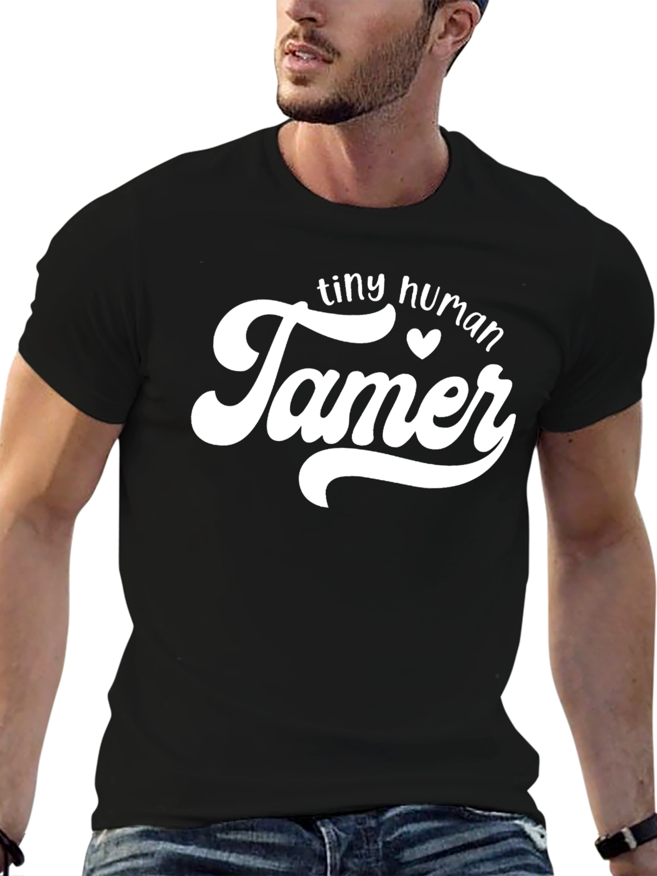 Tiny Human Tamer Graphic Tee - Black Cotton T-Shirt