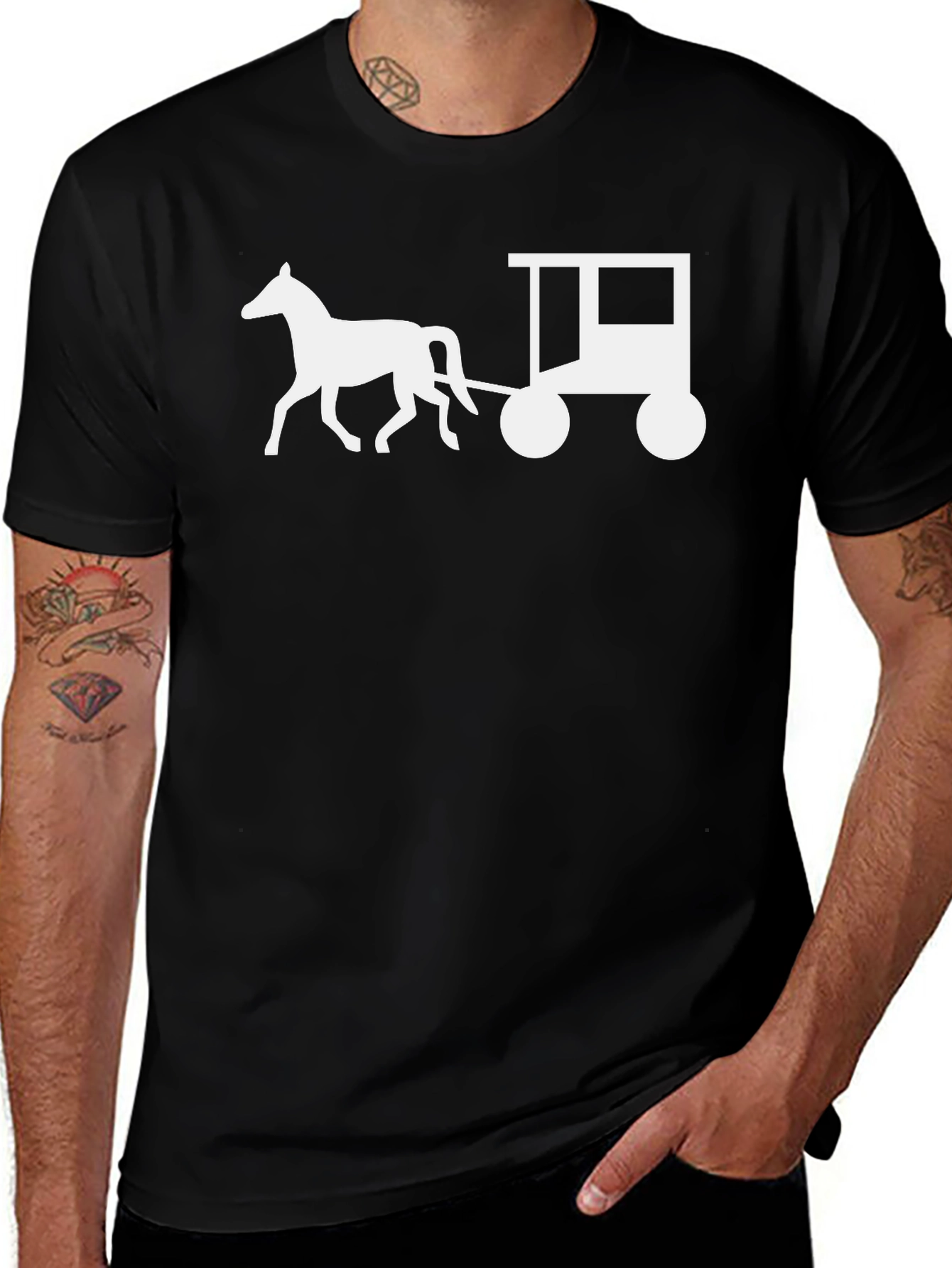 Horse and Cart Graphic Tee - Black