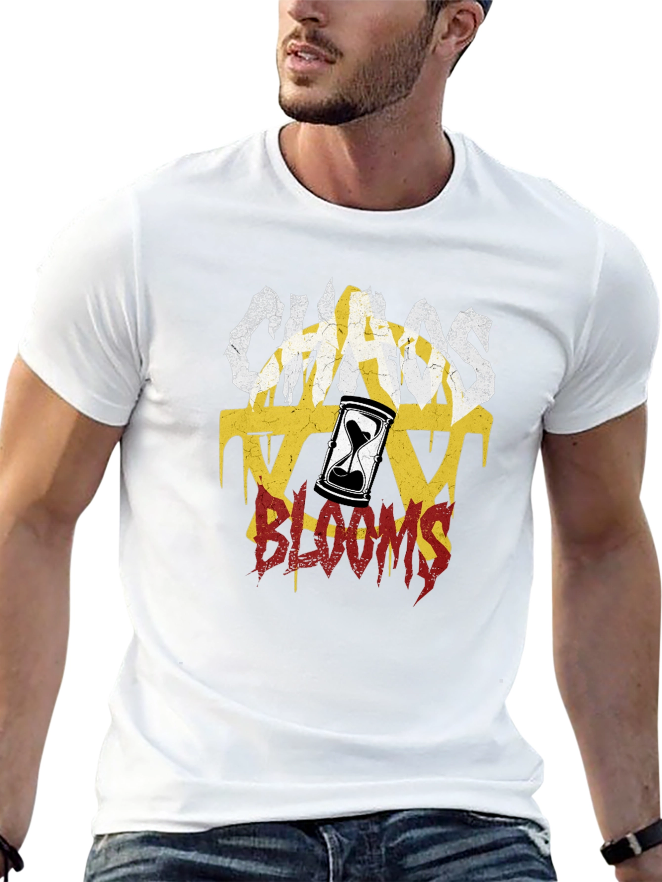 Chaos Blooms Graphic Print Black T-Shirt
