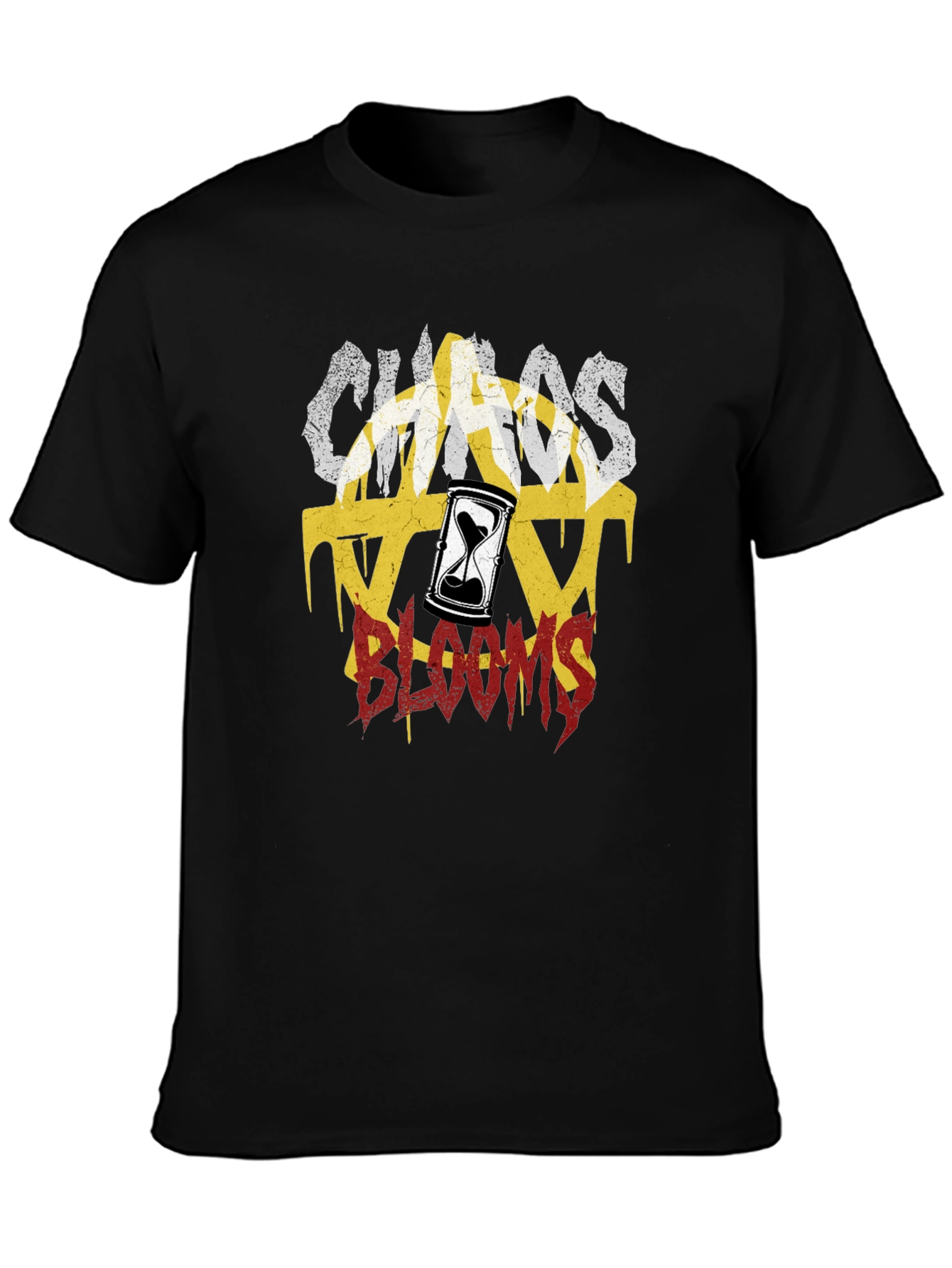 Chaos Blooms Graphic Print Black T-Shirt