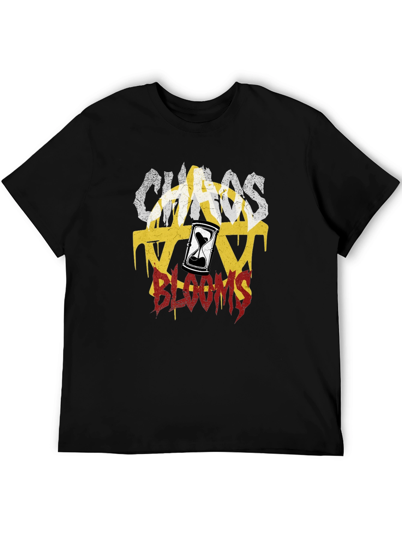 Chaos Blooms Graphic Print Black T-Shirt
