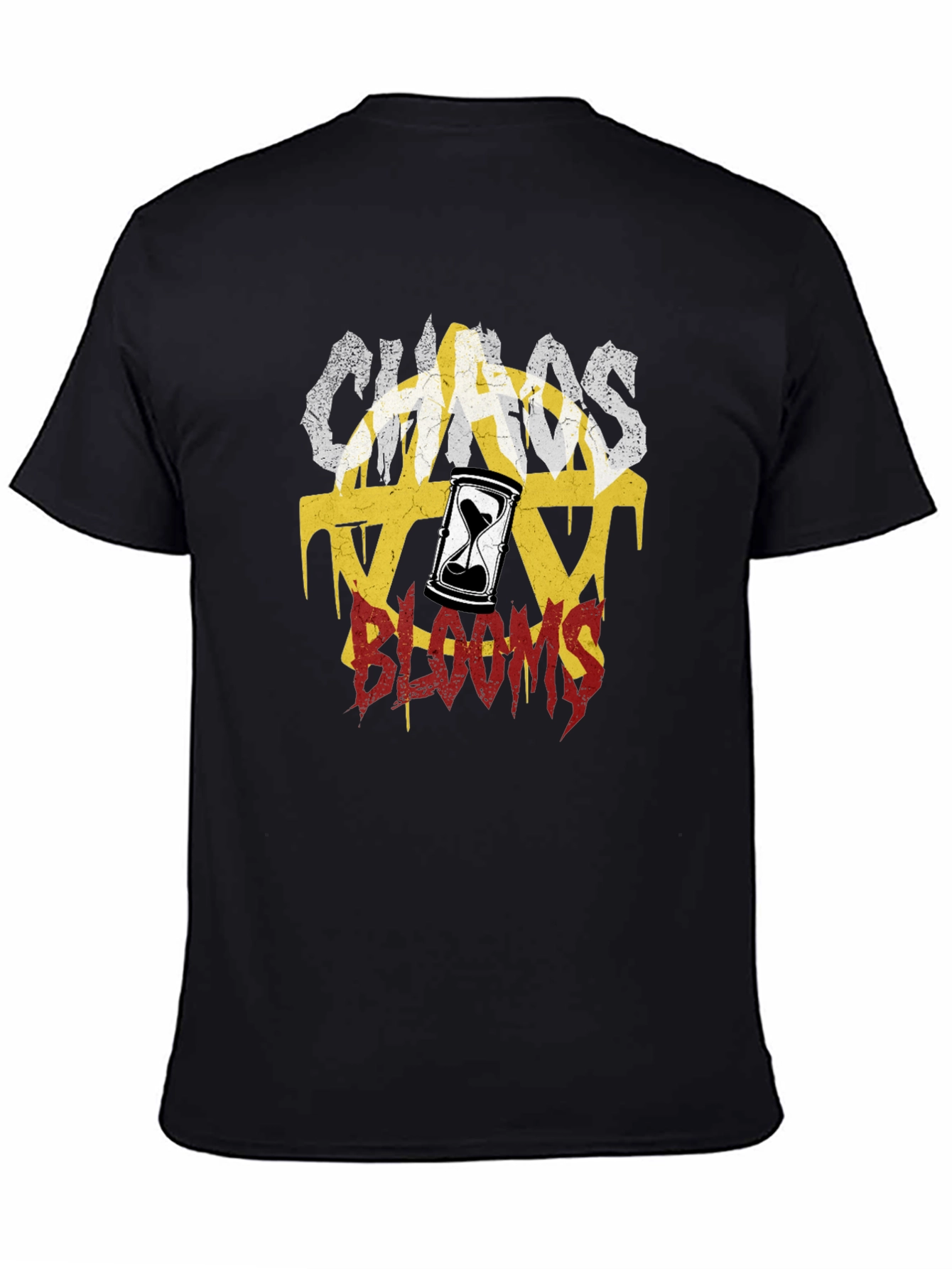 Chaos Blooms Graphic Print Black T-Shirt