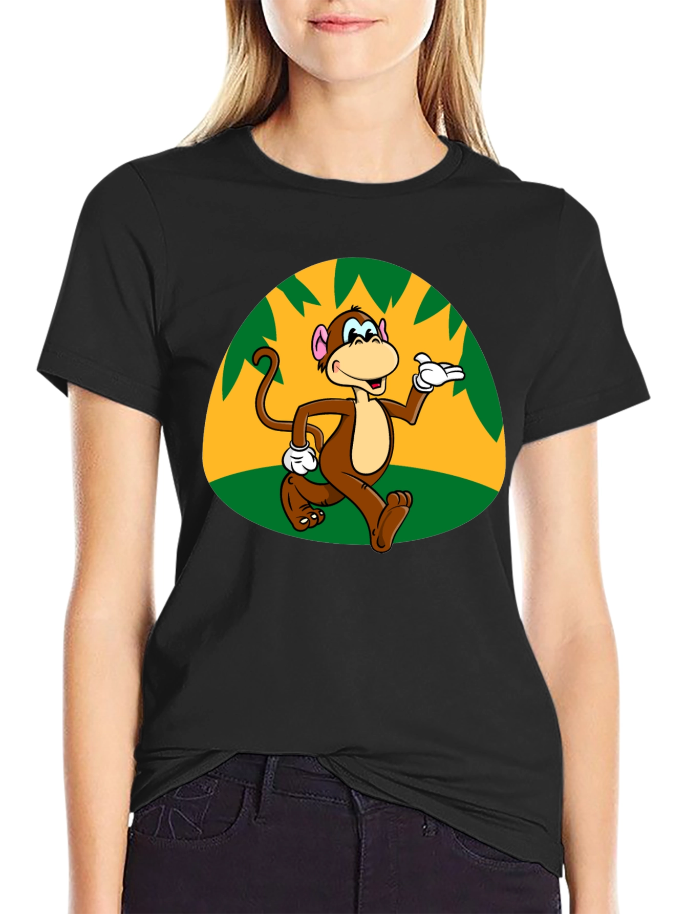 Cartoon Monkey Graphic T-Shirt