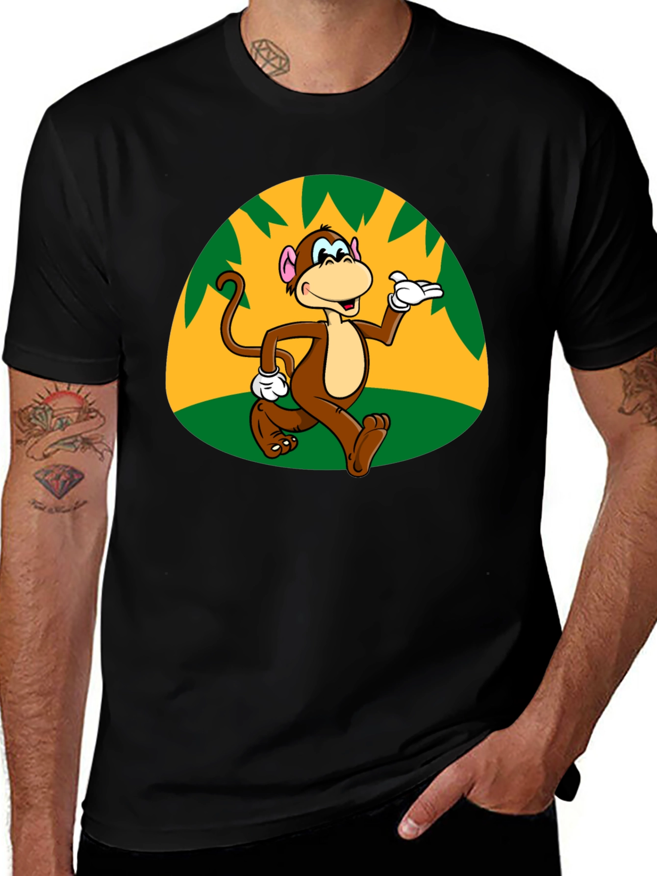 Cartoon Monkey Graphic T-Shirt