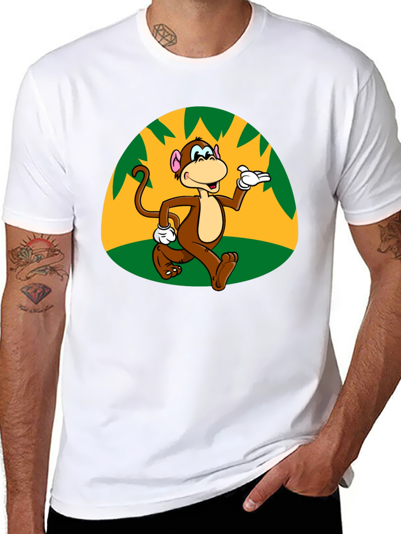 Cartoon Monkey Graphic T-Shirt