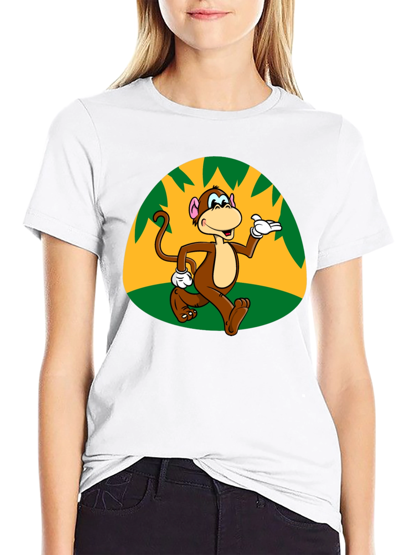 Cartoon Monkey Graphic T-Shirt