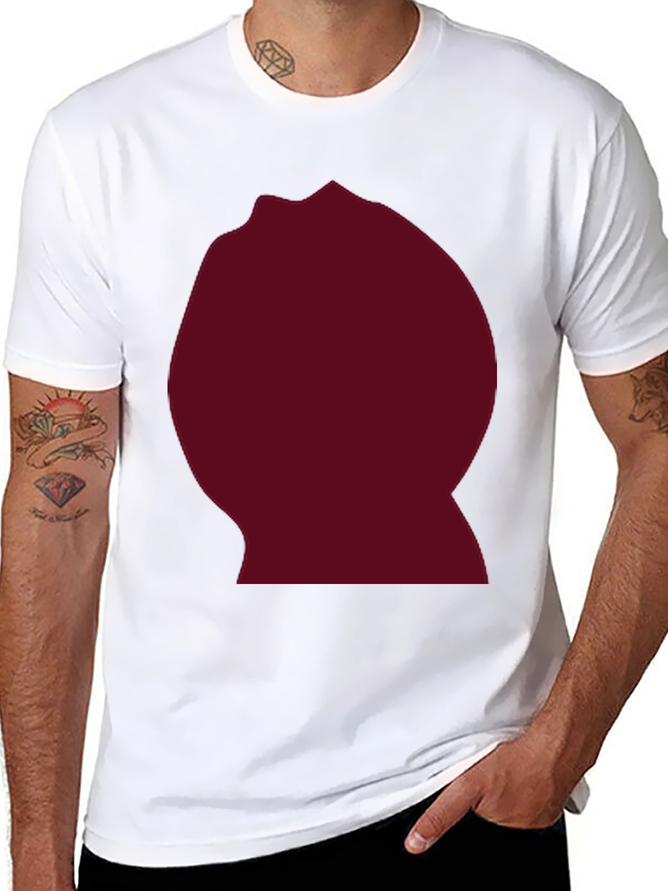 Burgundy Blob Graphic Black T-Shirt