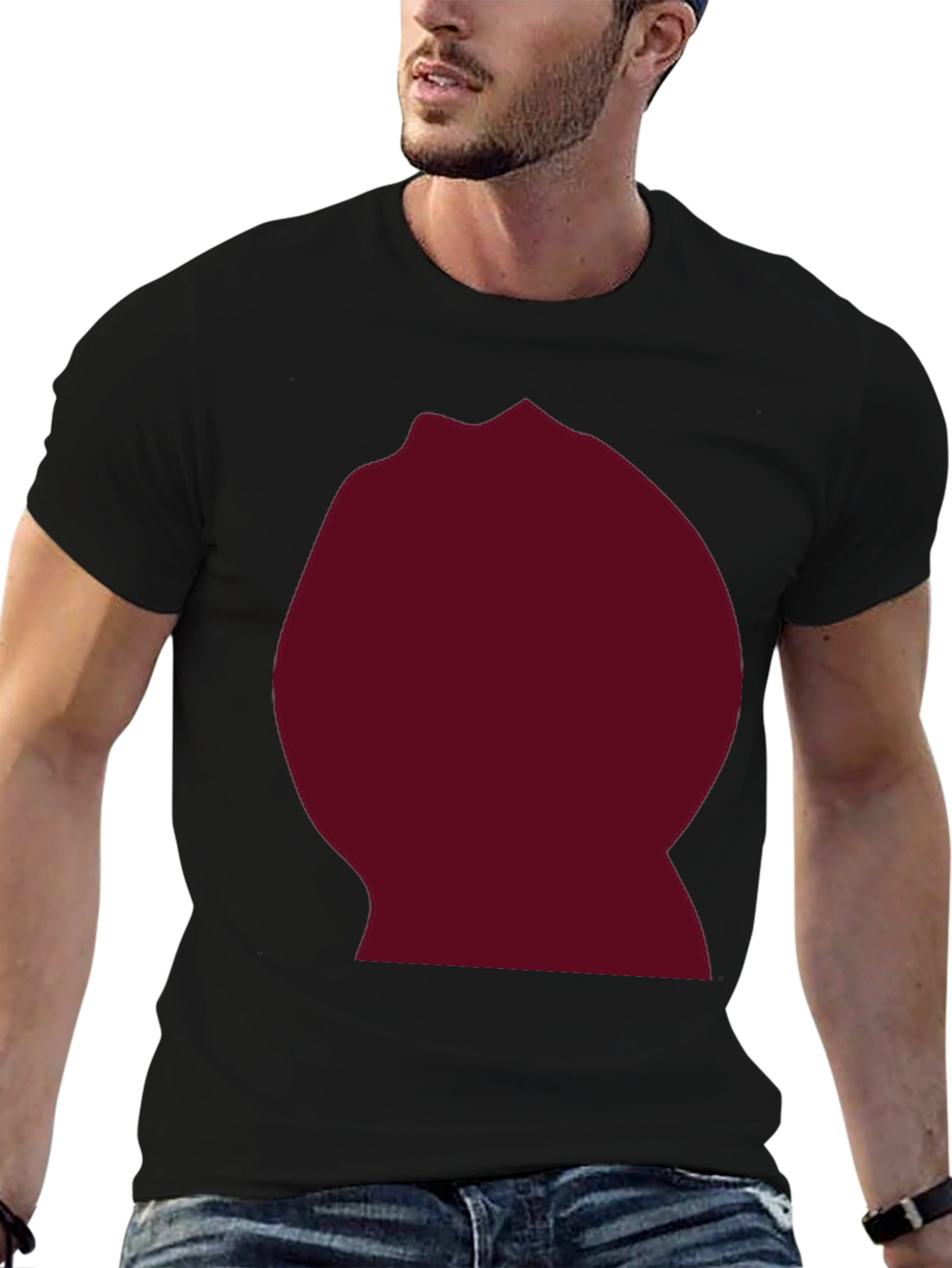 Burgundy Blob Graphic Black T-Shirt