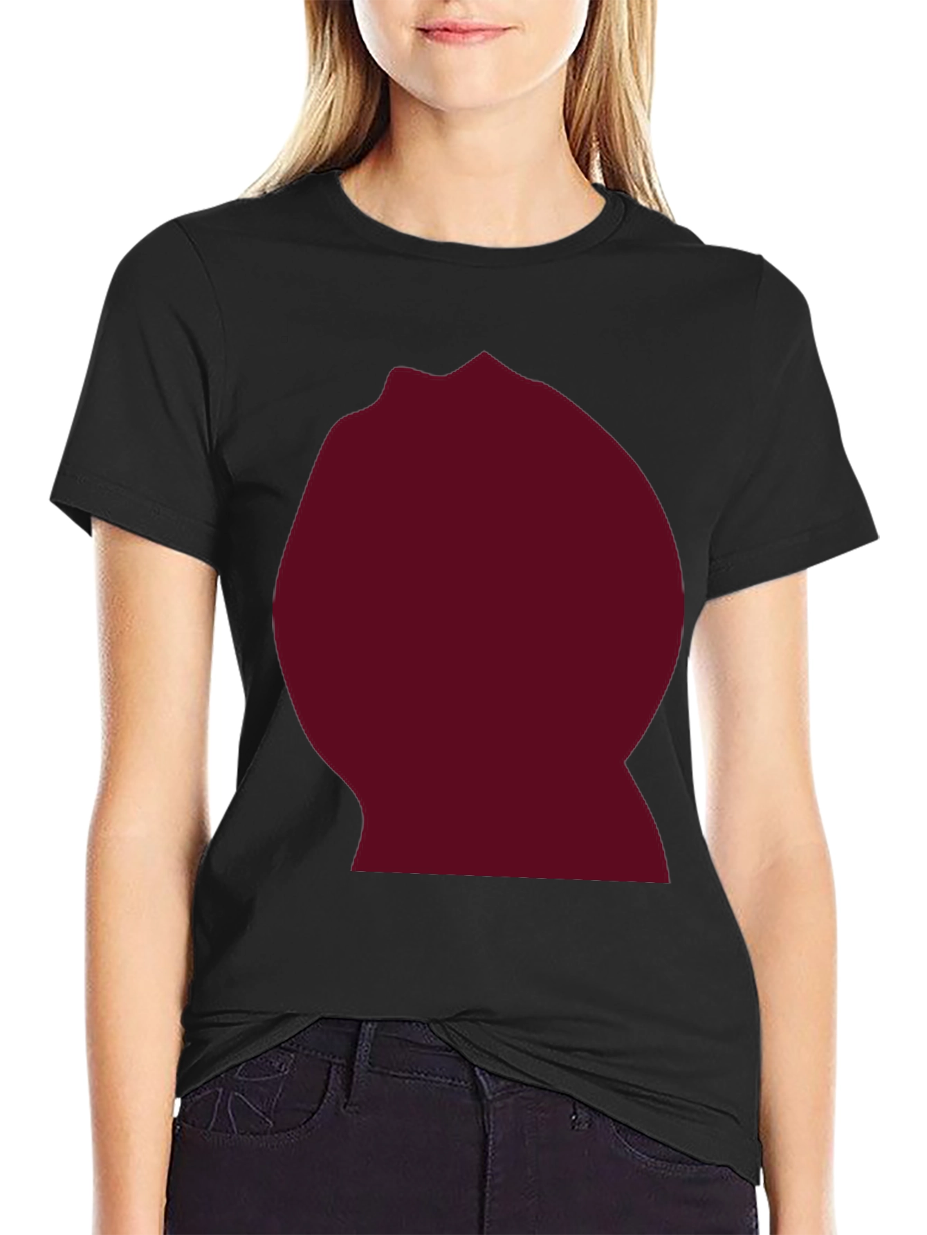 Burgundy Blob Graphic Black T-Shirt