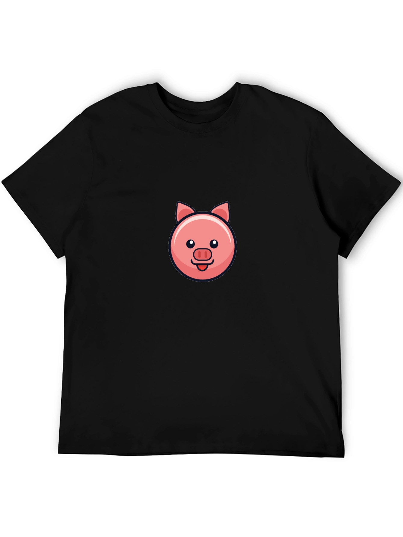 Cute Pig Face Black T-Shirt