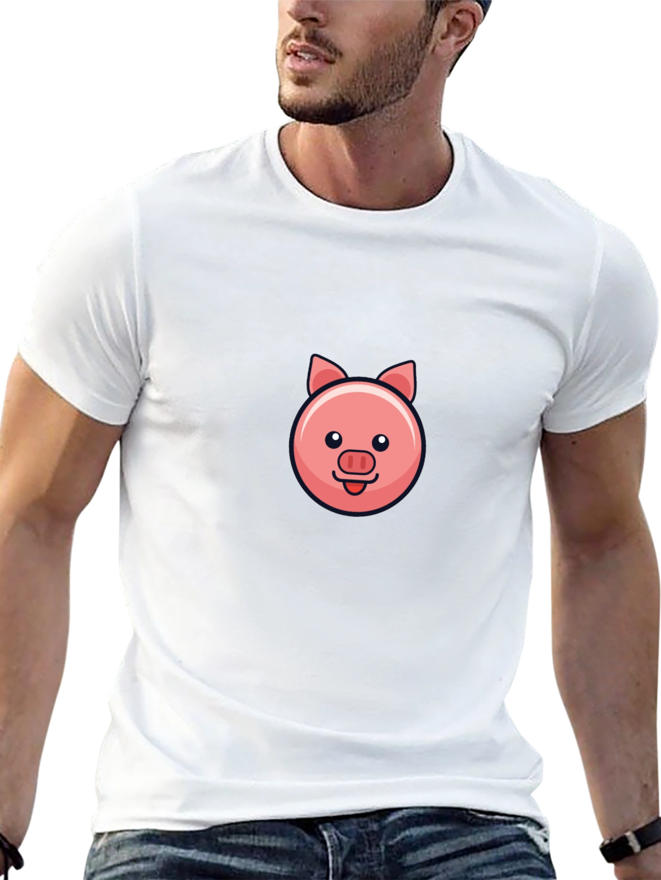 Cute Pig Face Black T-Shirt