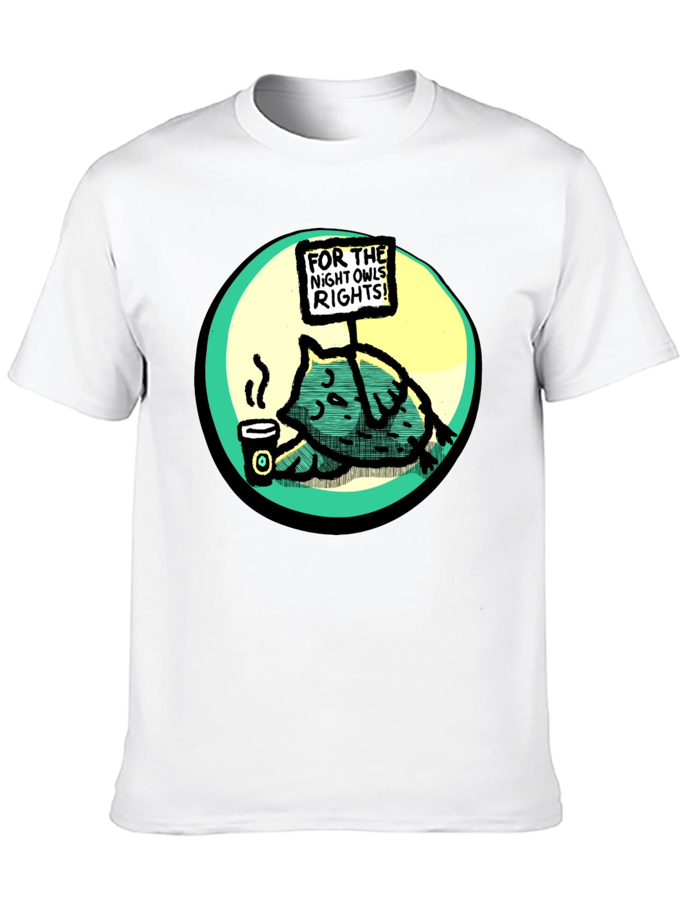 Night Owl Rights T-Shirt - Funny Cartoon Graphic Tee