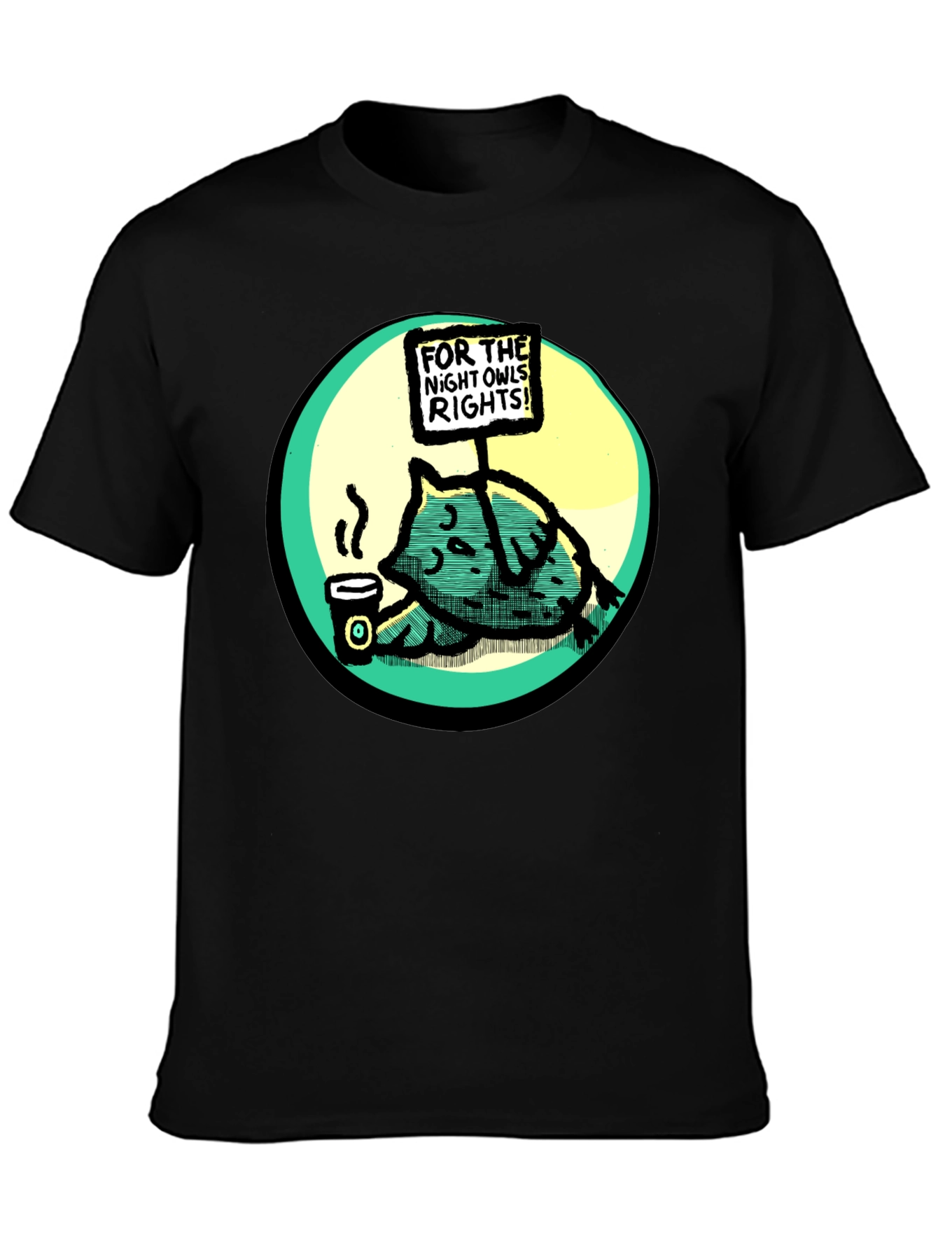 Night Owl Rights T-Shirt - Funny Cartoon Graphic Tee