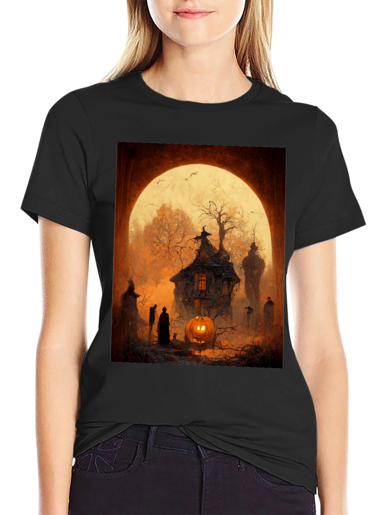 Spooky Halloween House Graphic T-Shirt