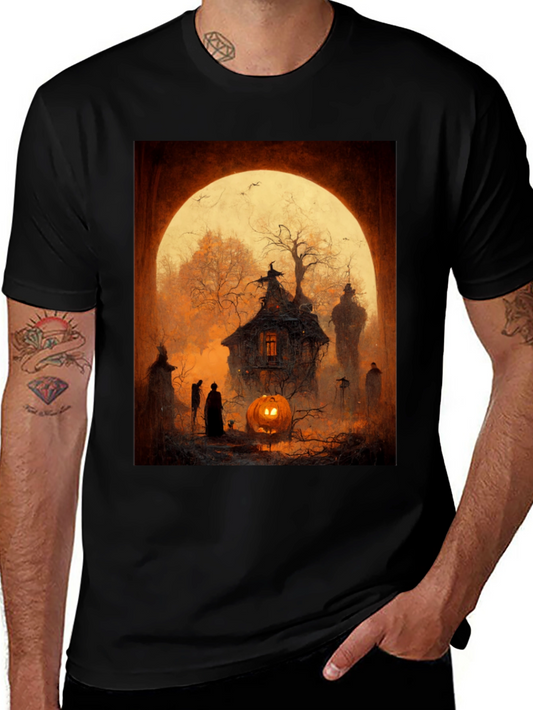 Spooky Halloween House Graphic T-Shirt