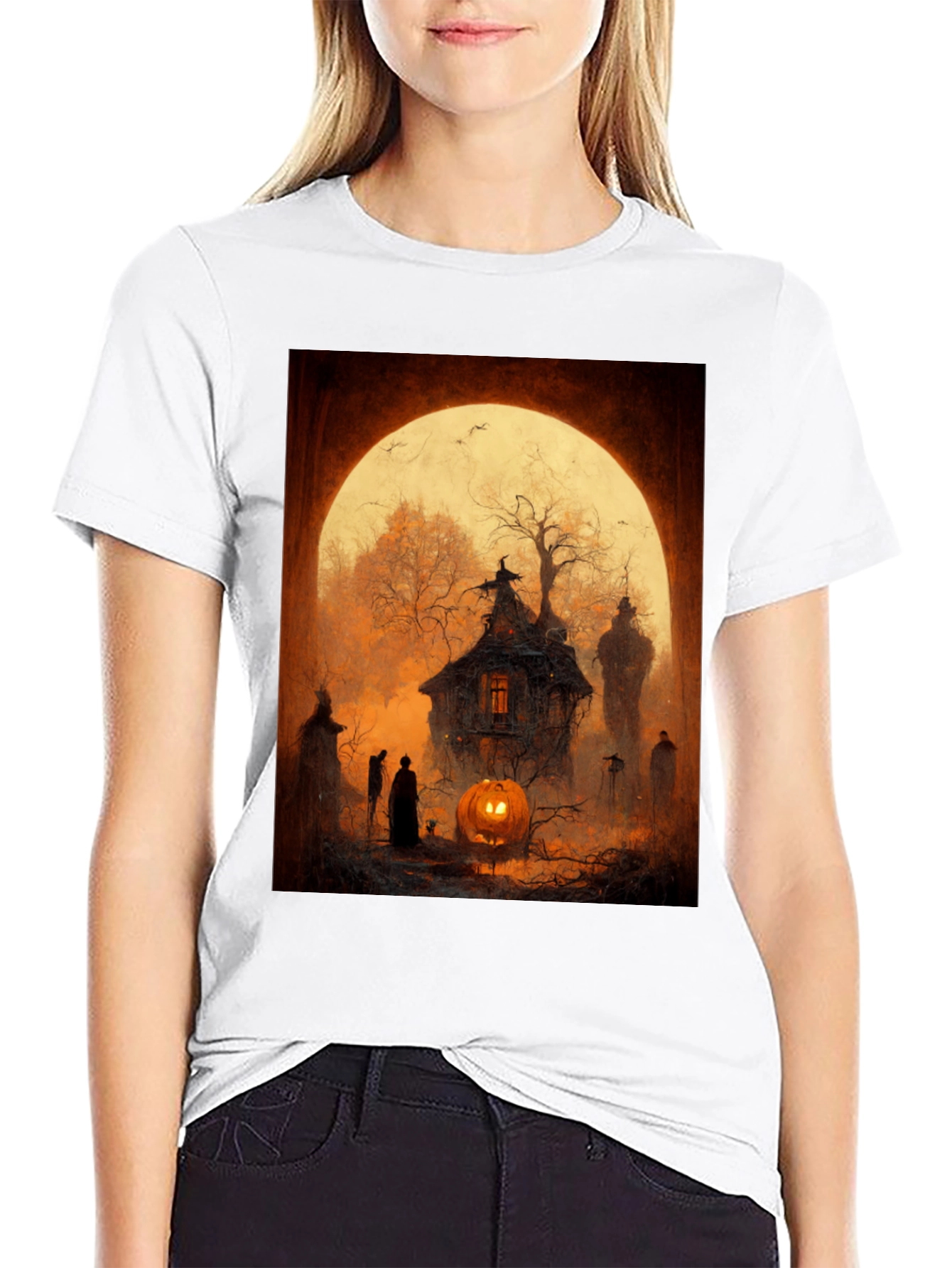 Spooky Halloween House Graphic T-Shirt