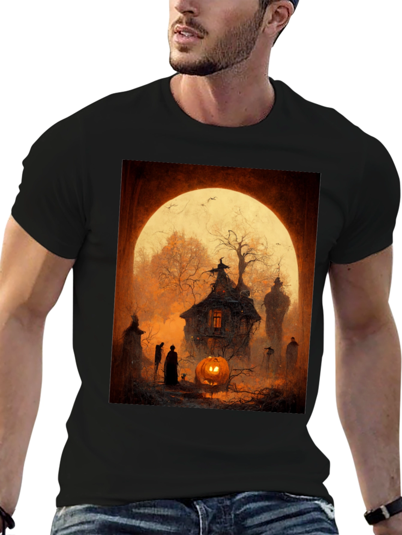 Spooky Halloween House Graphic T-Shirt