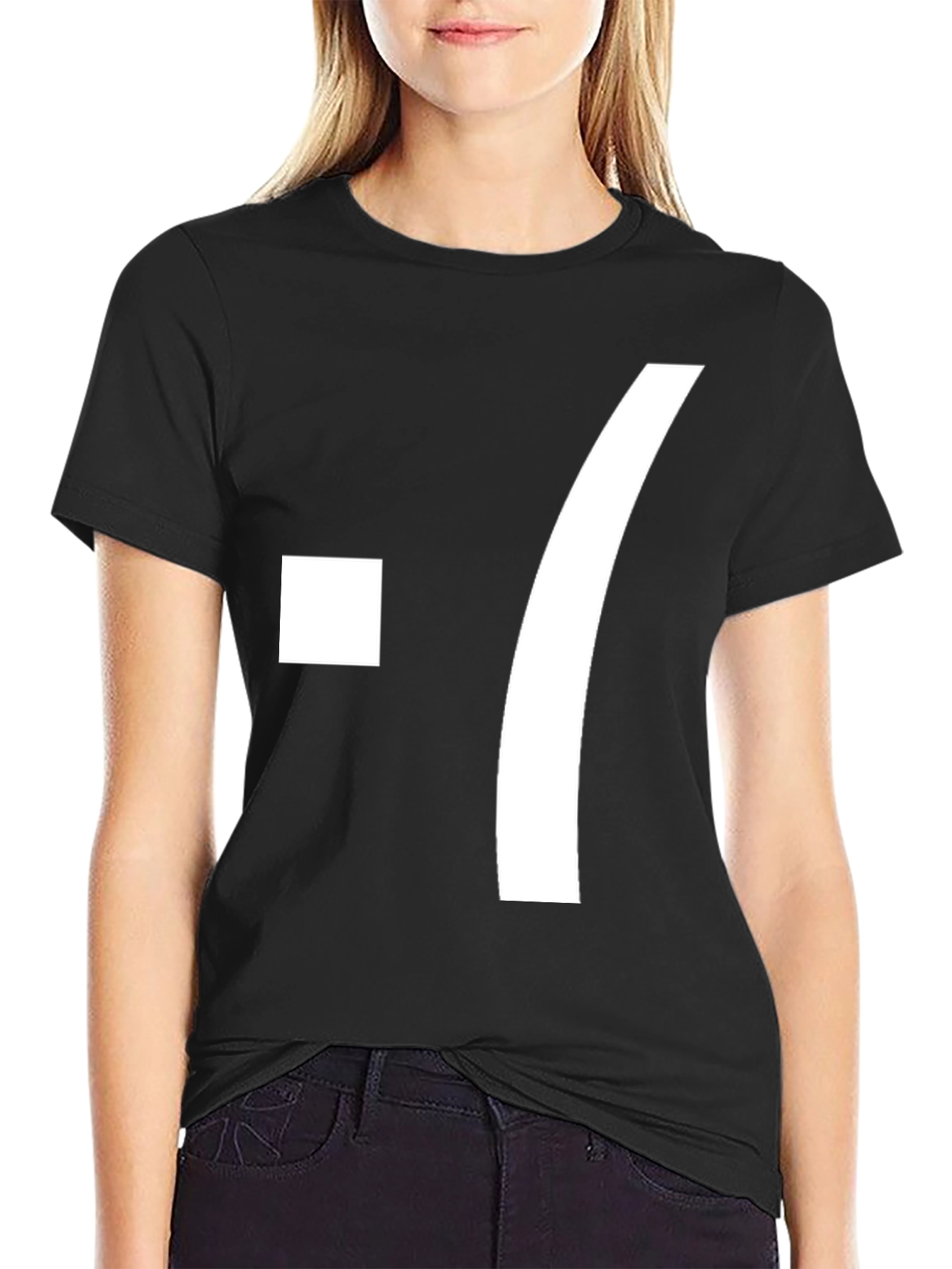 Mens Black T-Shirt with White Graphic