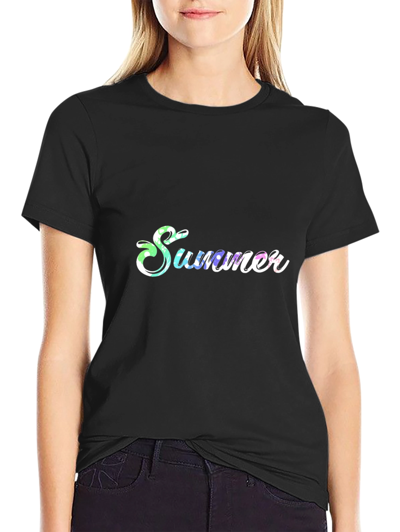 Summer Print Black T-Shirt