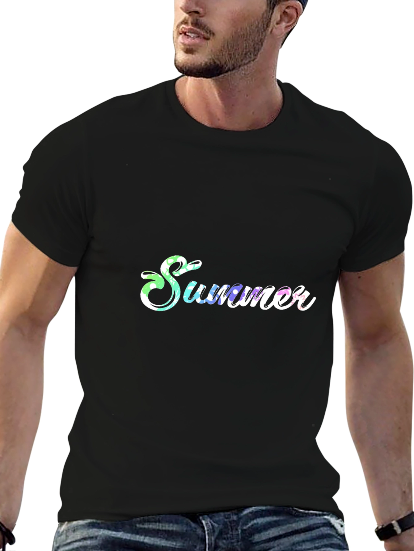 Summer Print Black T-Shirt
