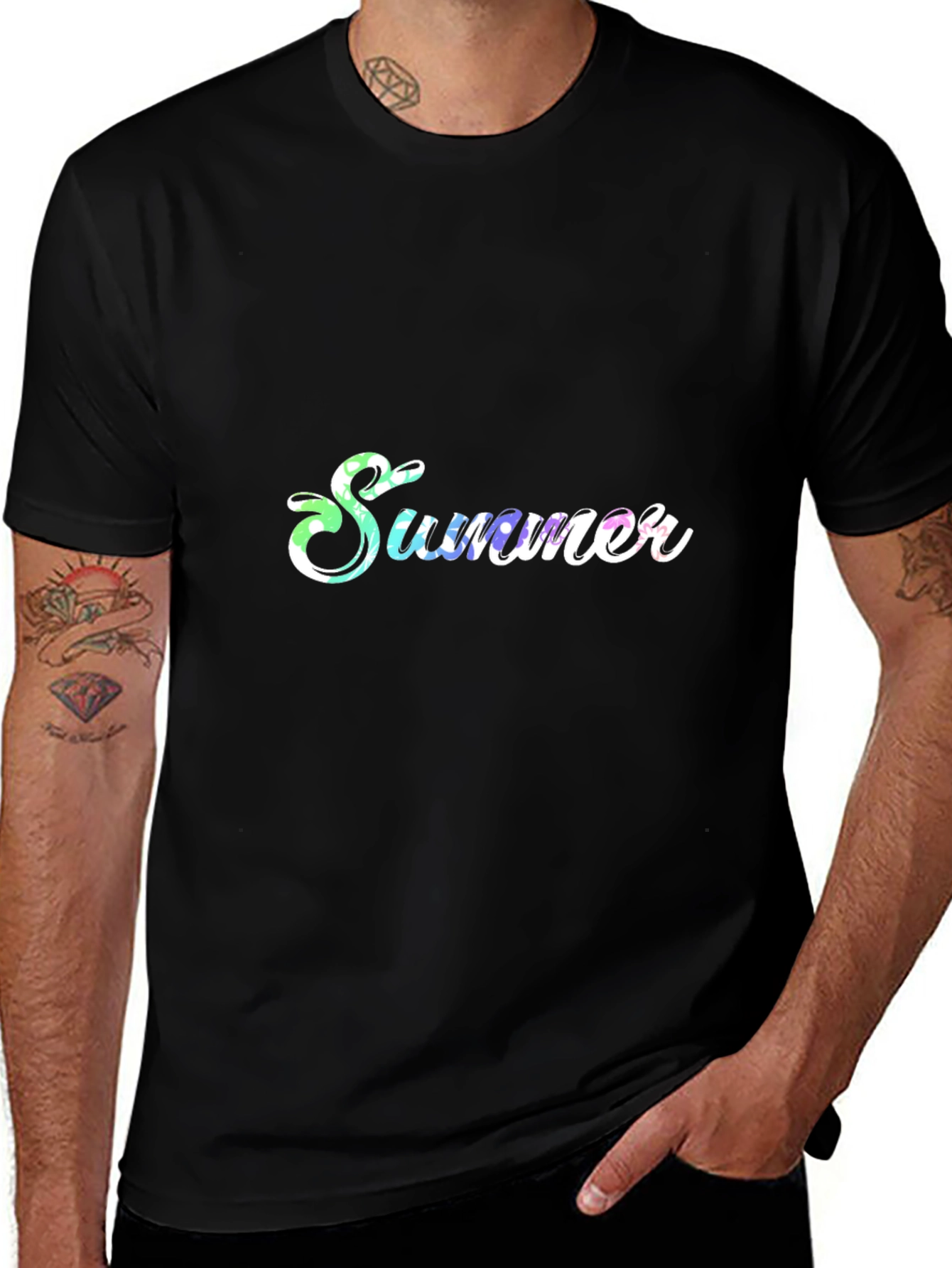 Summer Print Black T-Shirt