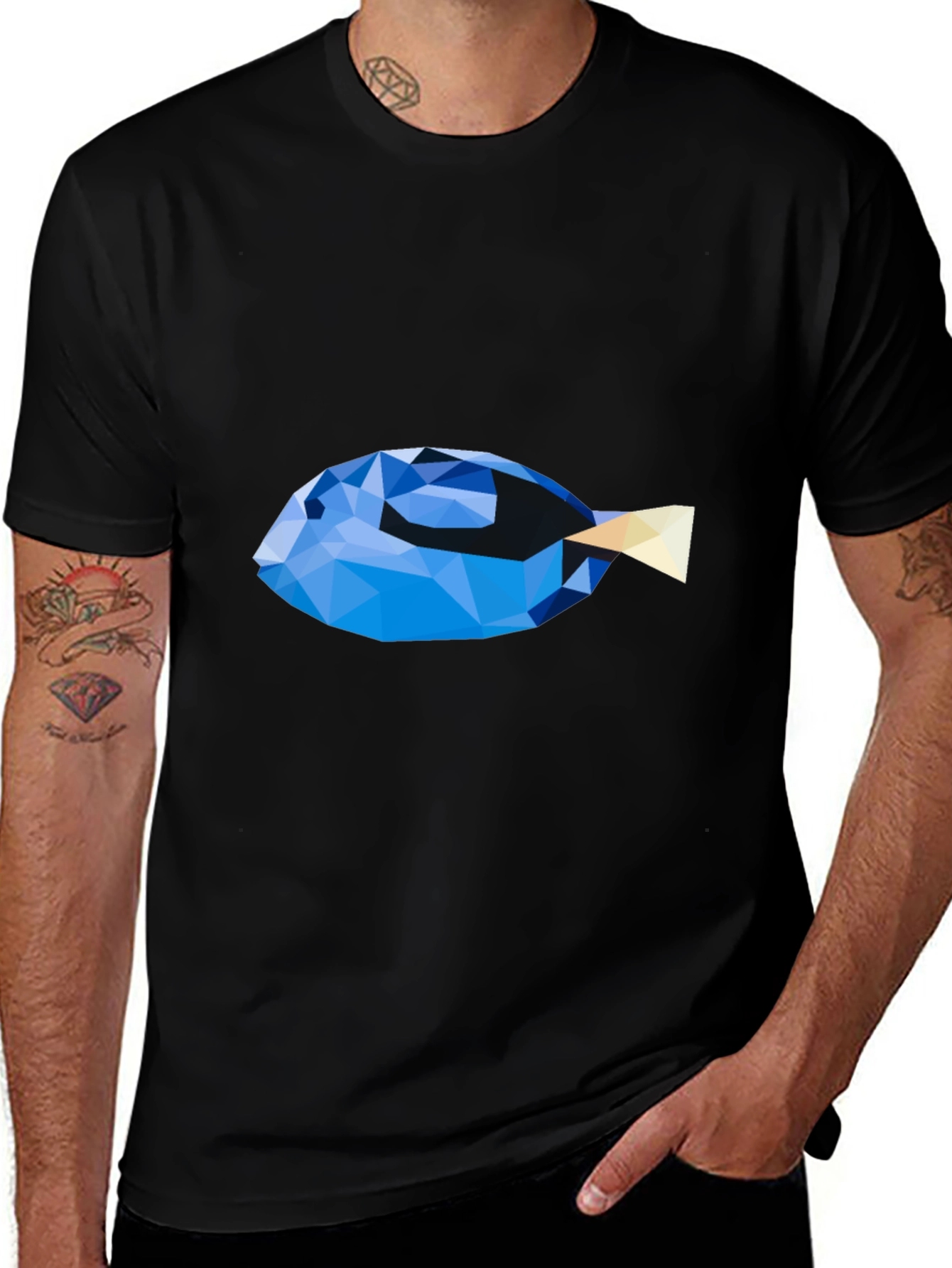 Geometric Blue Tang Fish Graphic T-Shirt