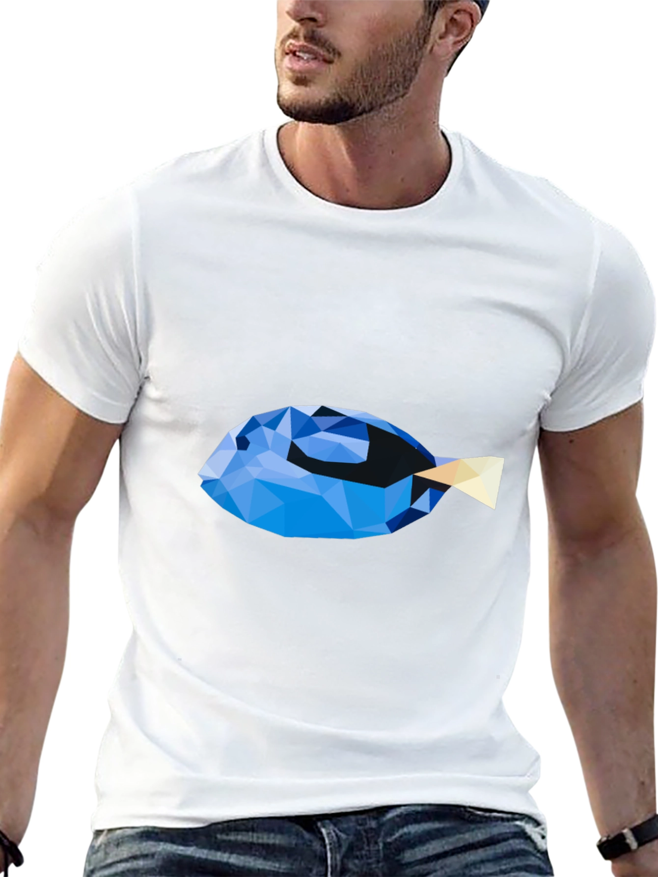 Geometric Blue Tang Fish Graphic T-Shirt