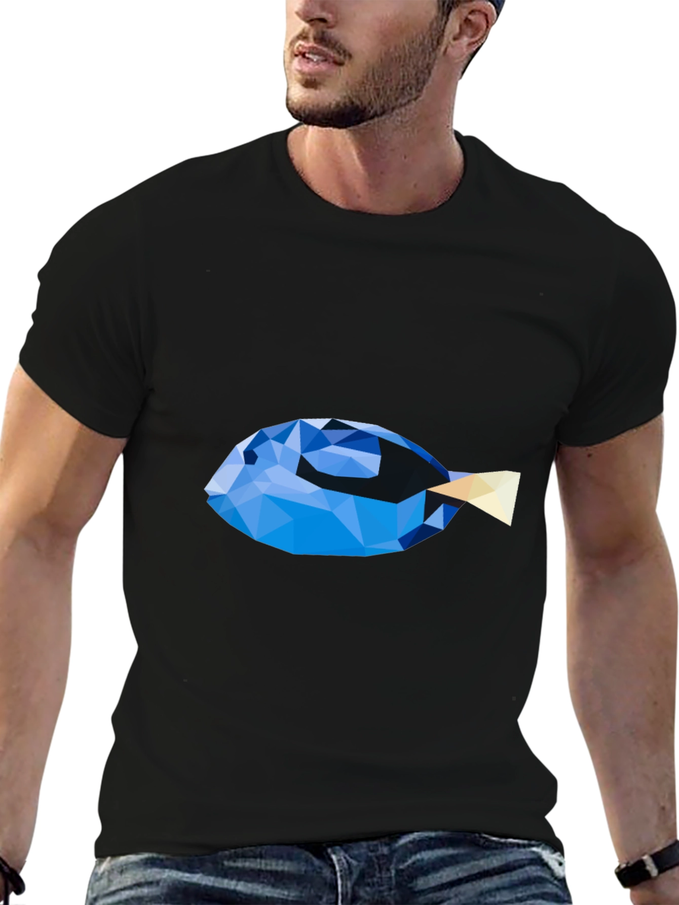 Geometric Blue Tang Fish Graphic T-Shirt