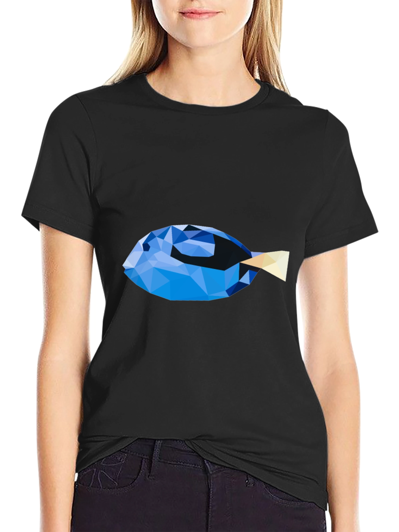 Geometric Blue Tang Fish Graphic T-Shirt
