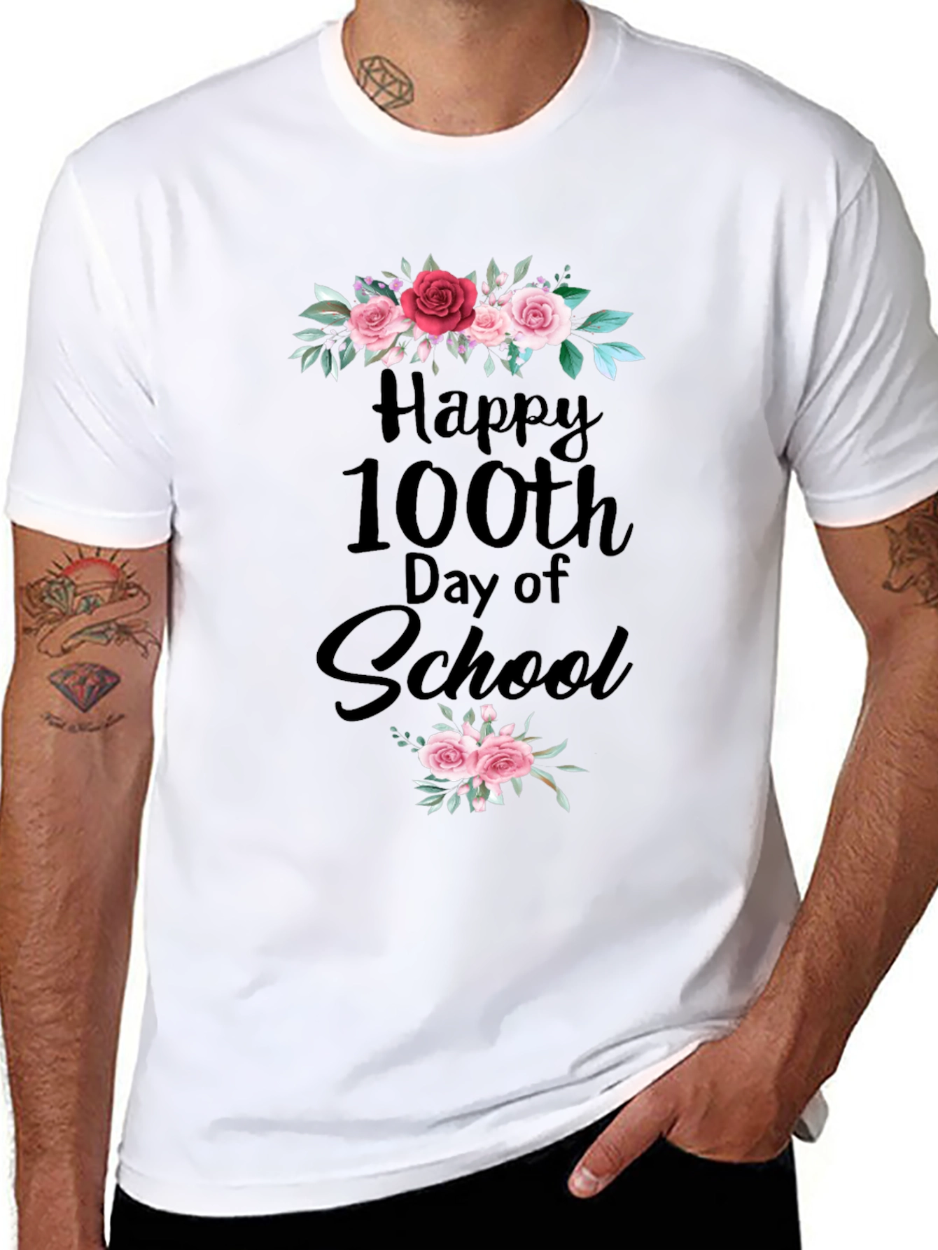 Happy 100th Day of School Floral T-Shirt
