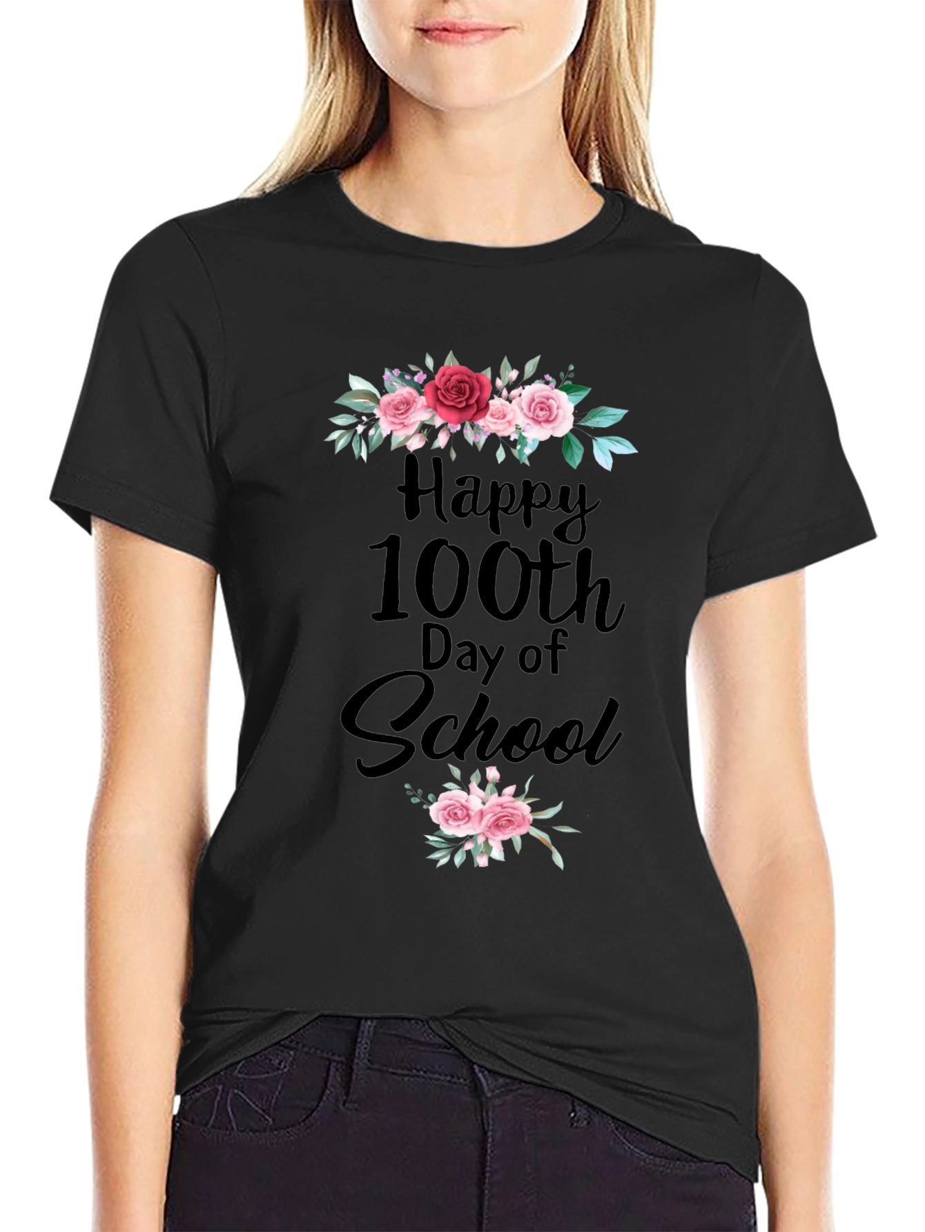Happy 100th Day of School Floral T-Shirt