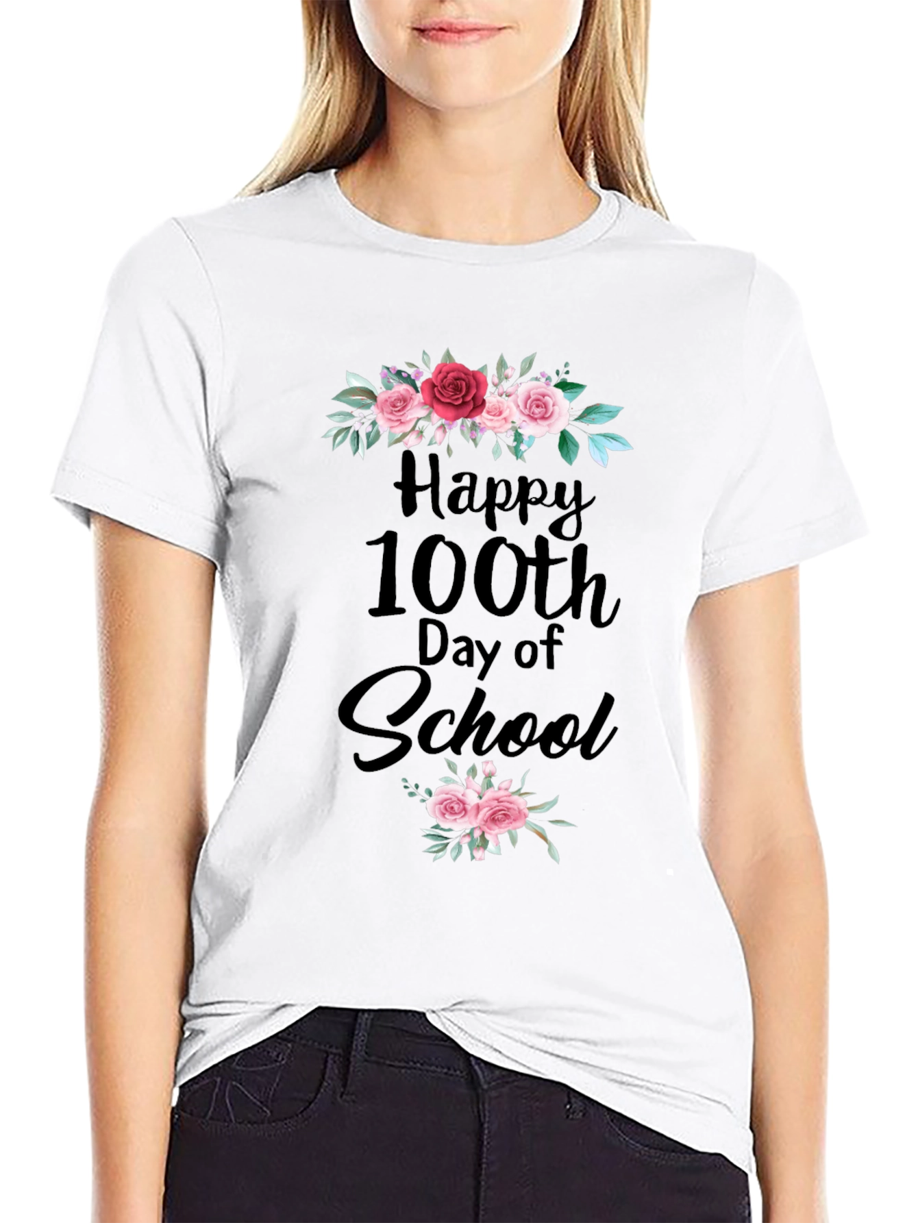Happy 100th Day of School Floral T-Shirt