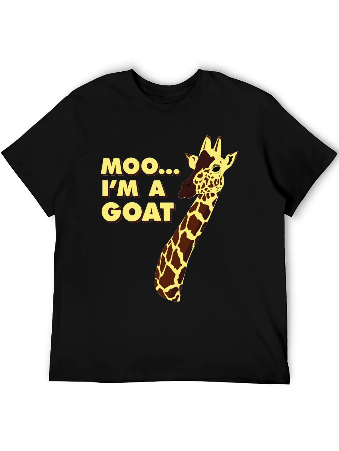 Funny Giraffe Moo Im a Goat Black T-Shirt