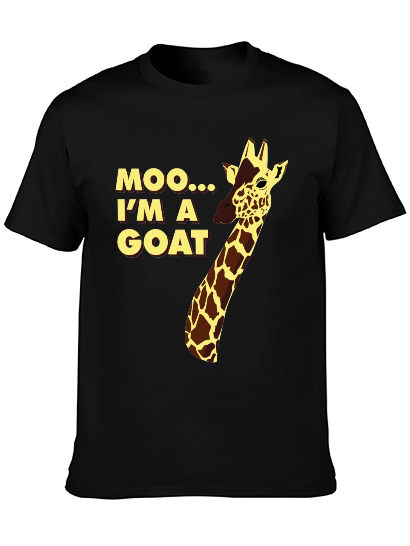 Funny Giraffe Moo Im a Goat Black T-Shirt
