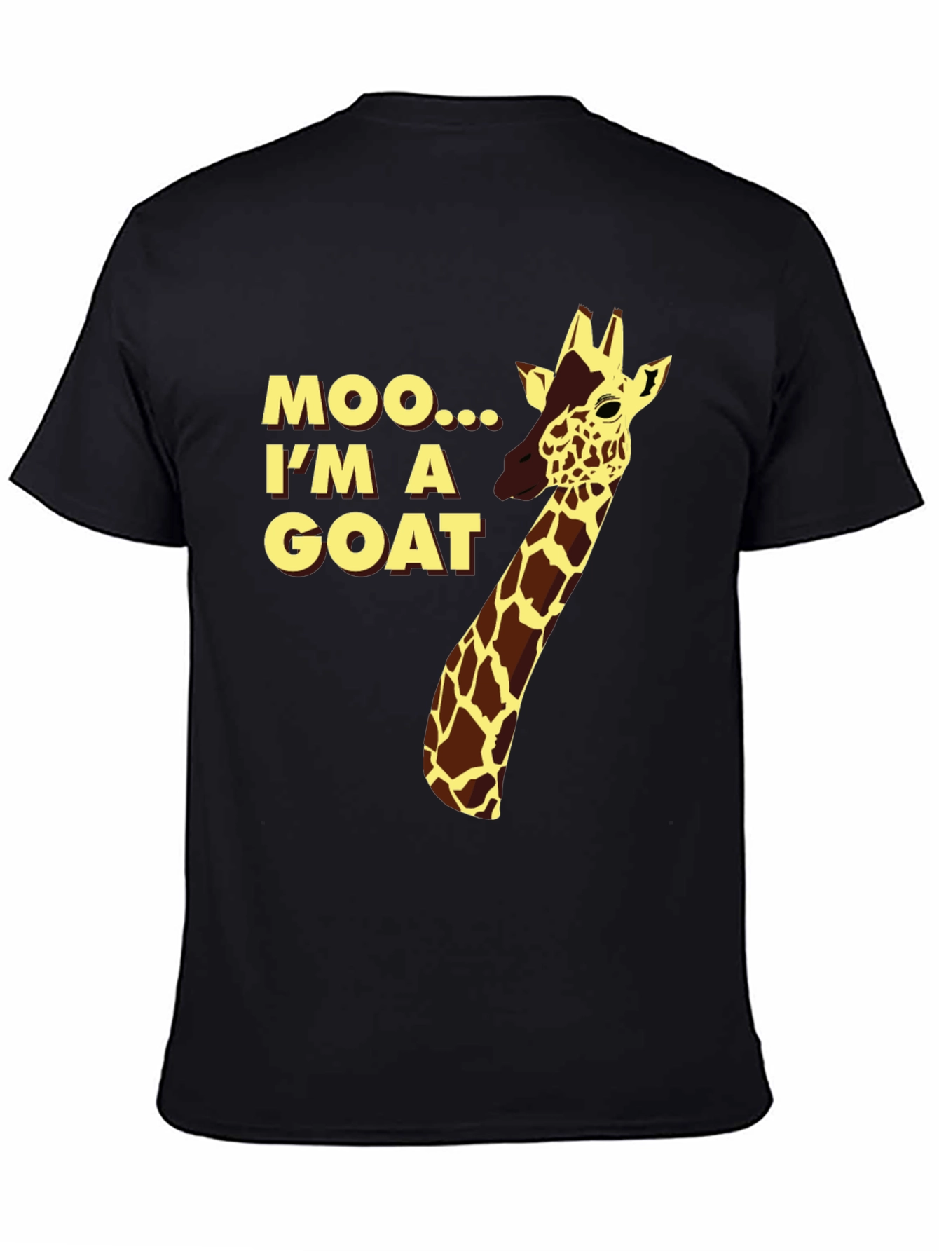 Funny Giraffe Moo Im a Goat Black T-Shirt