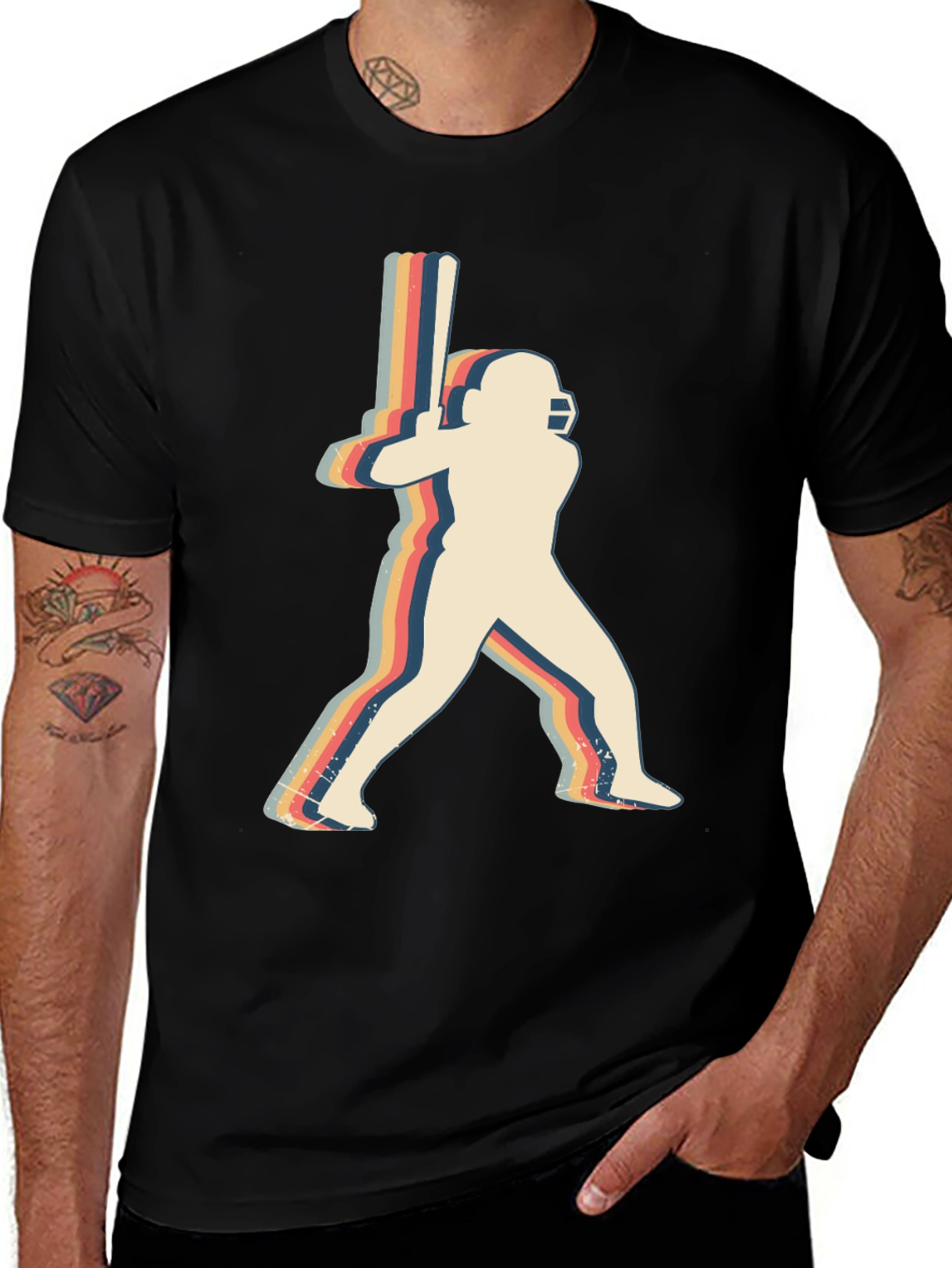 Retro Cricket Player Graphic Tee