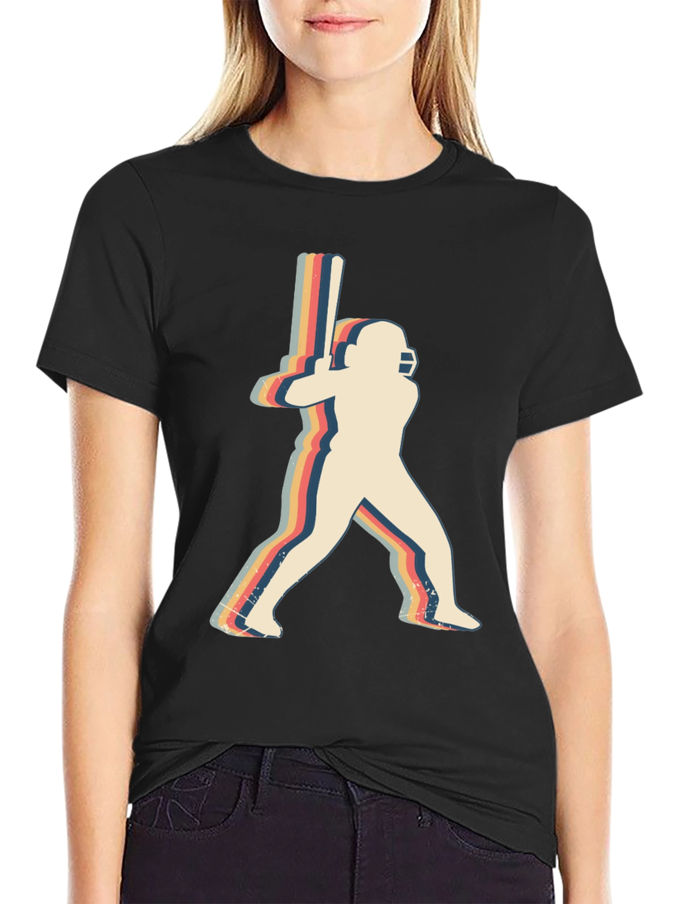 Retro Cricket Player Graphic Tee
