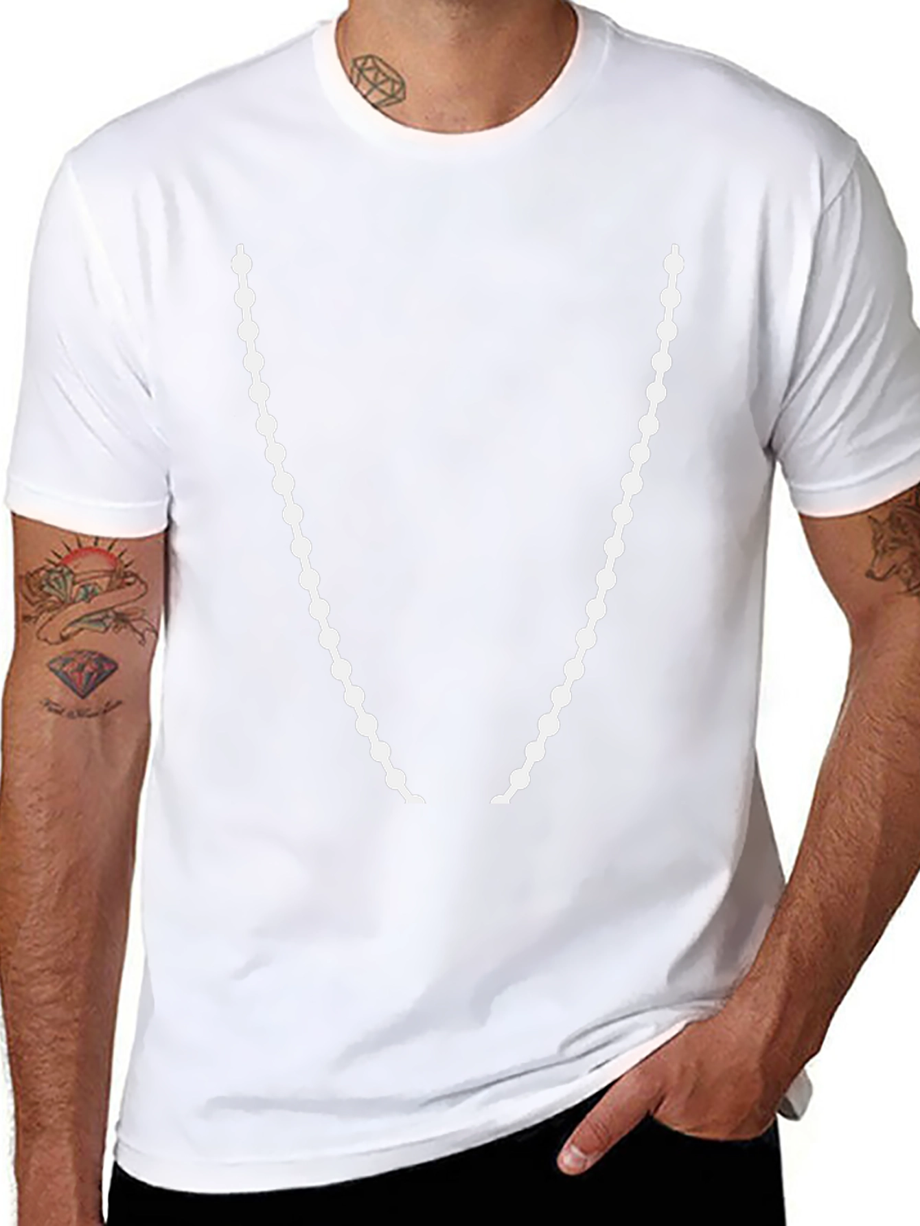 Beaded Necklace Graphic T-Shirt - Stylish Casual Wear