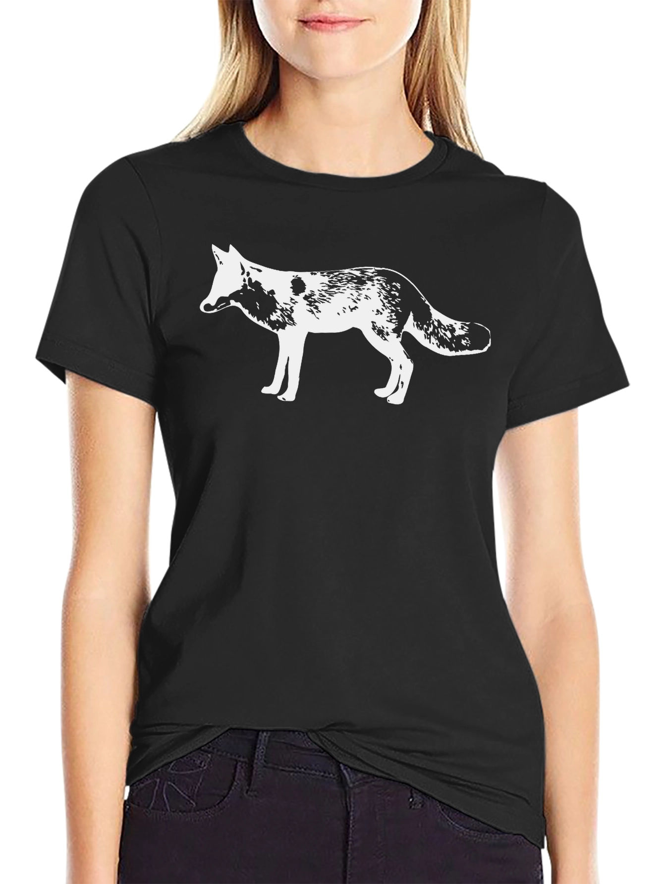 Fox Graphic Black T-Shirt - Unisex Crew Neck Tee