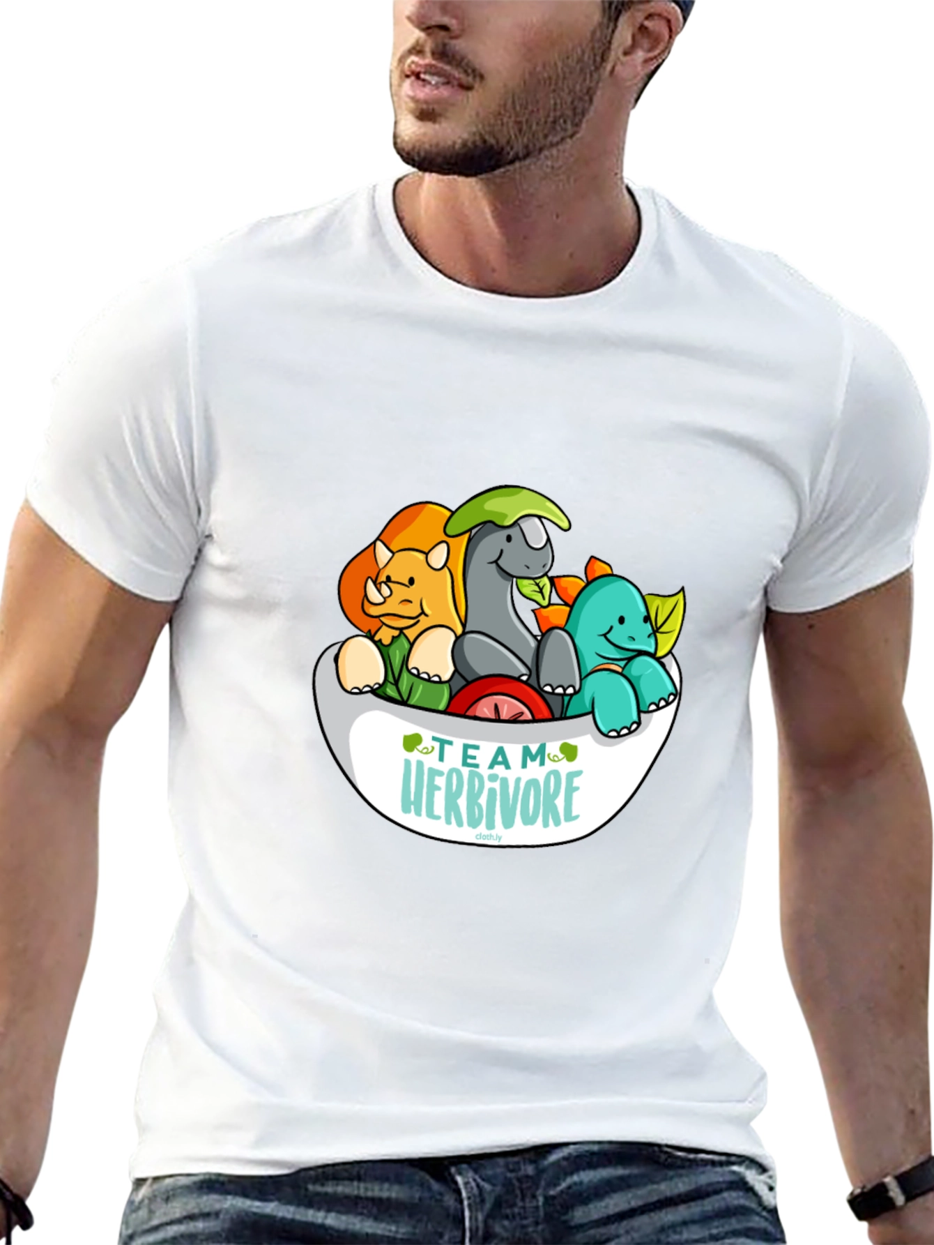 Team Herbivore Cartoon Dinosaur T-Shirt