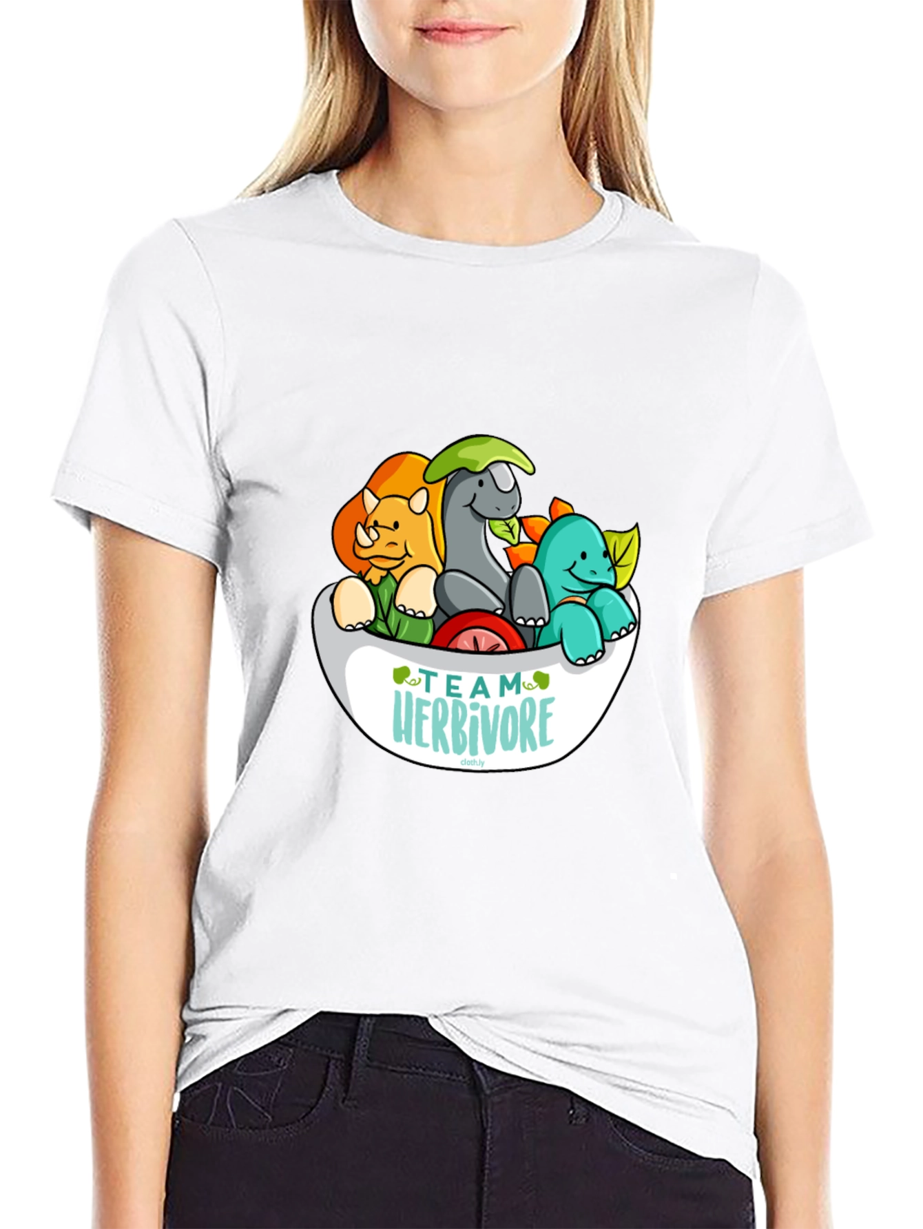 Team Herbivore Cartoon Dinosaur T-Shirt