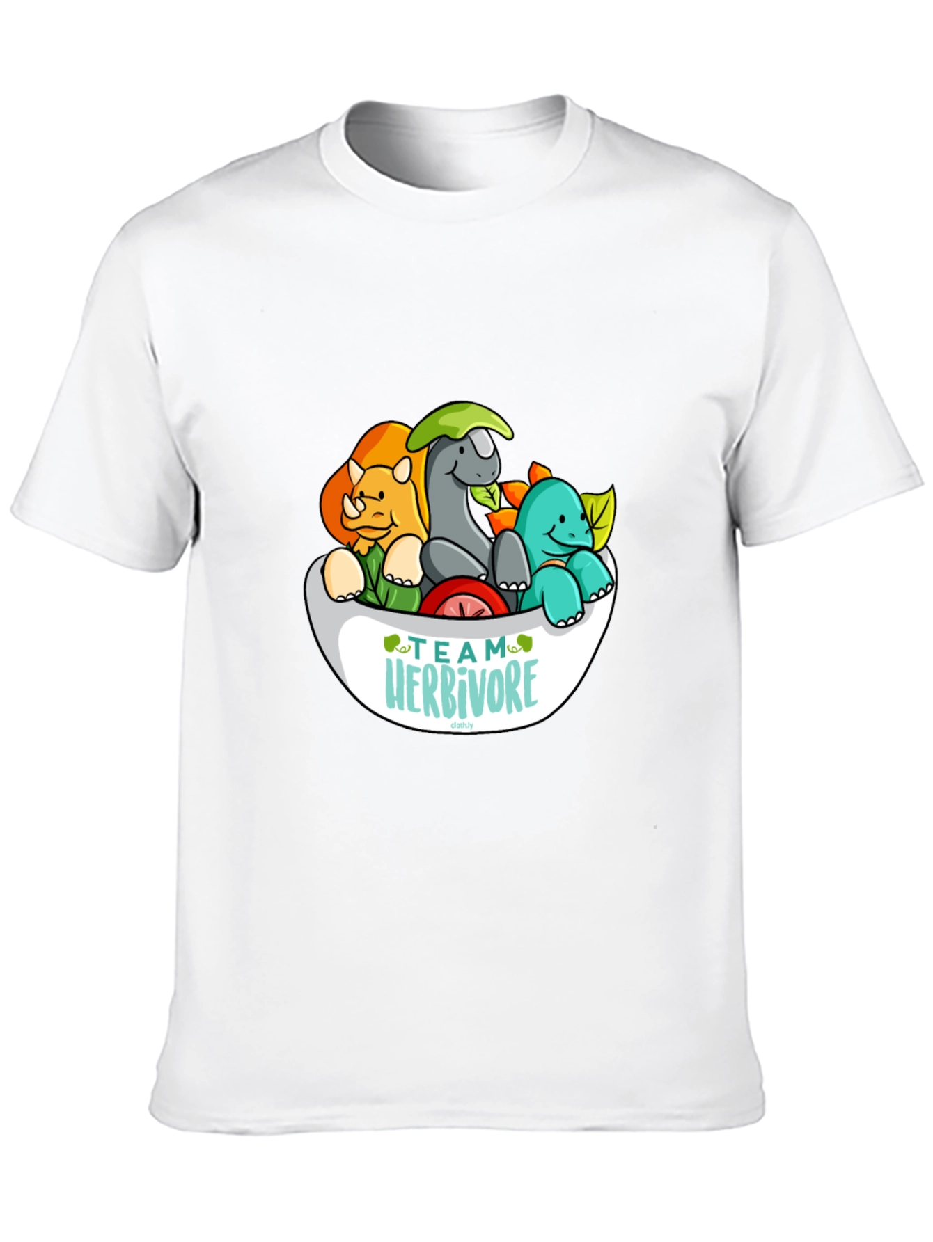 Team Herbivore Cartoon Dinosaur T-Shirt