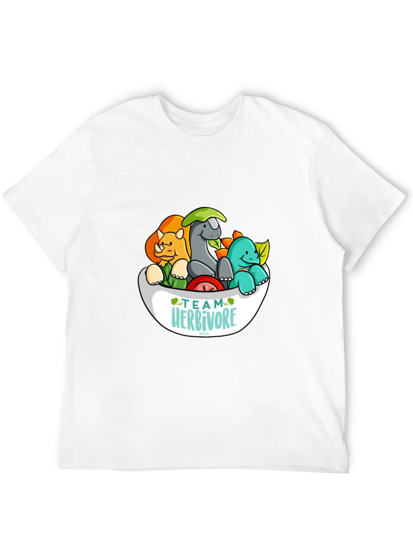 Team Herbivore Cartoon Dinosaur T-Shirt