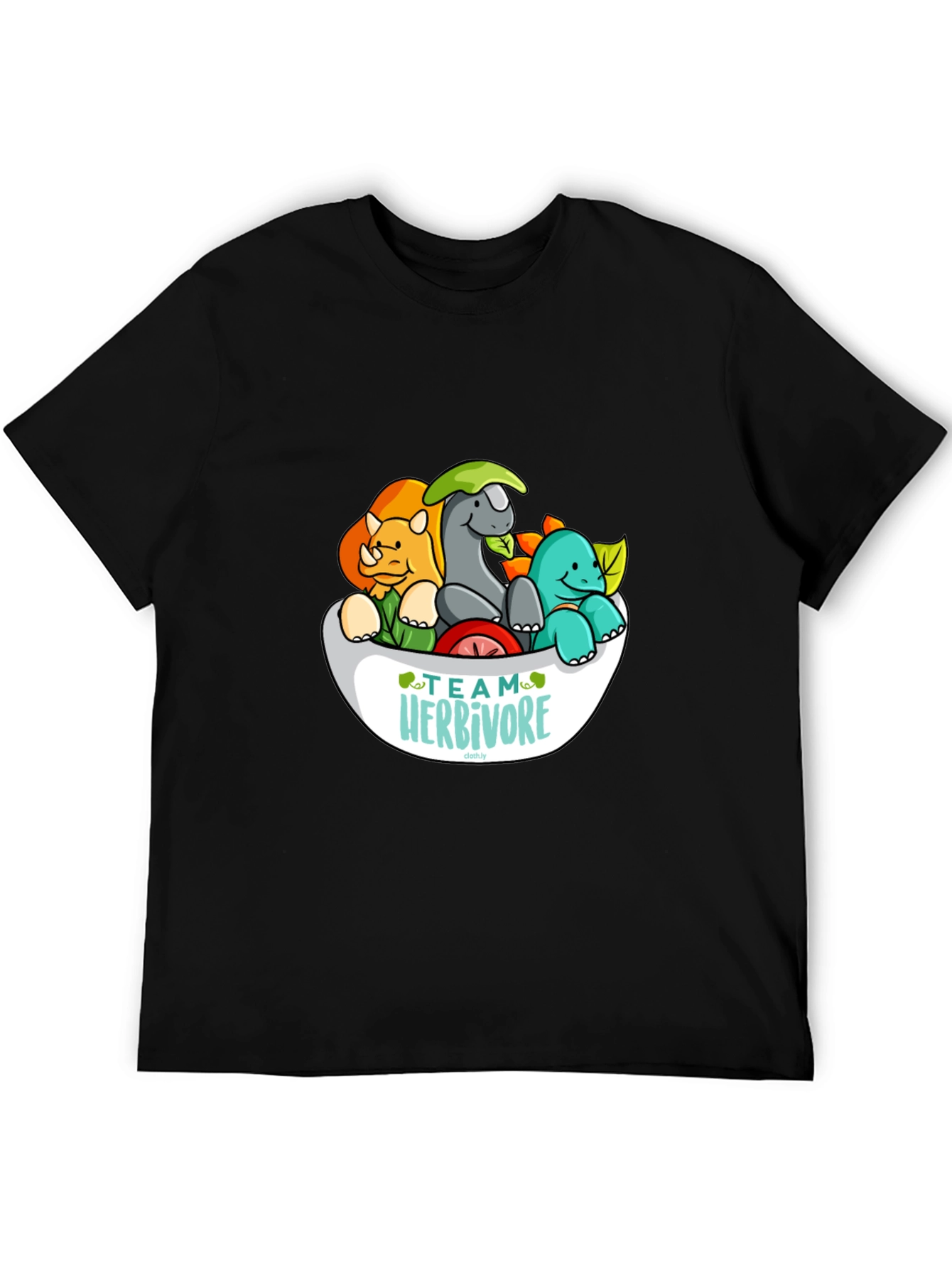 Team Herbivore Cartoon Dinosaur T-Shirt