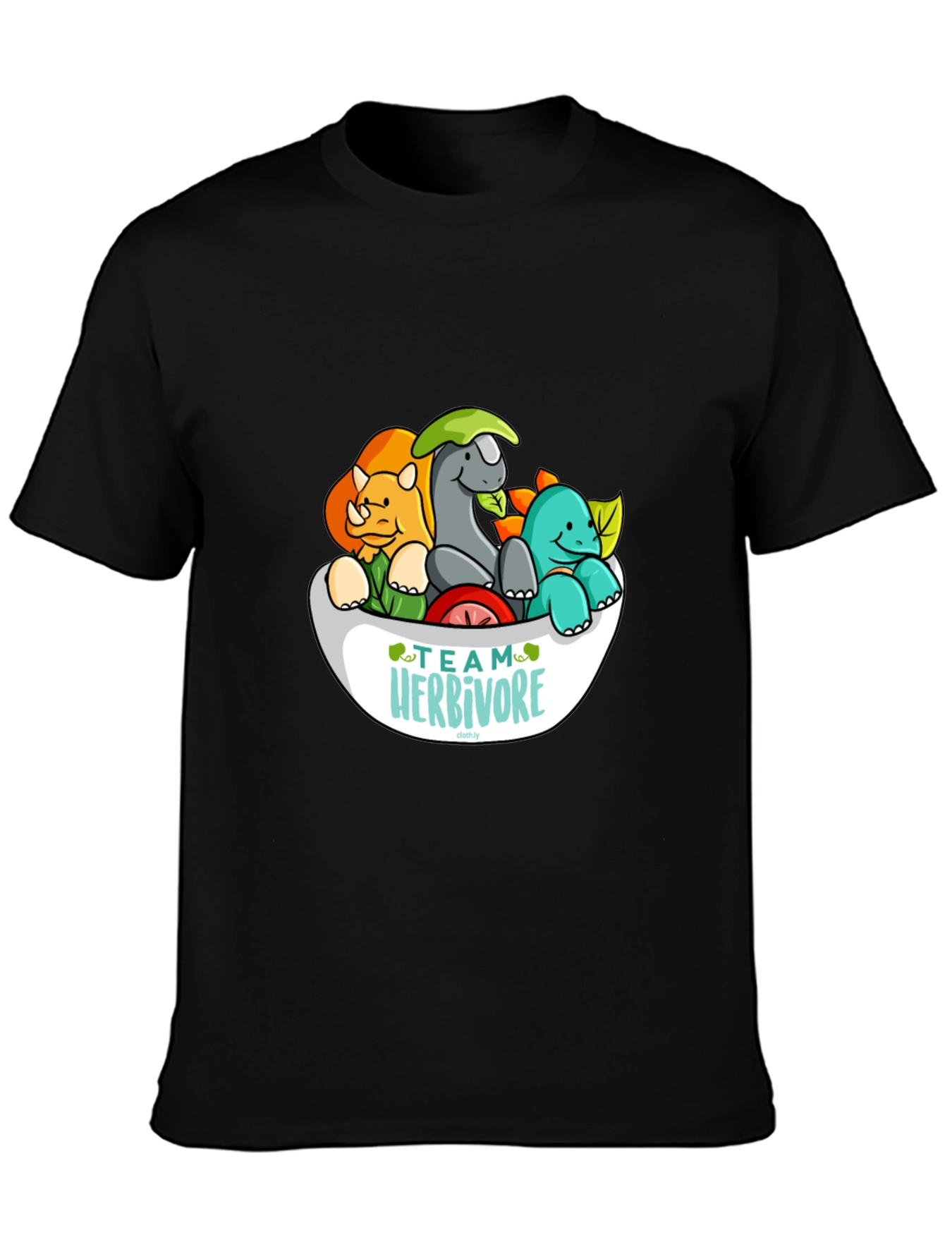 Team Herbivore Cartoon Dinosaur T-Shirt