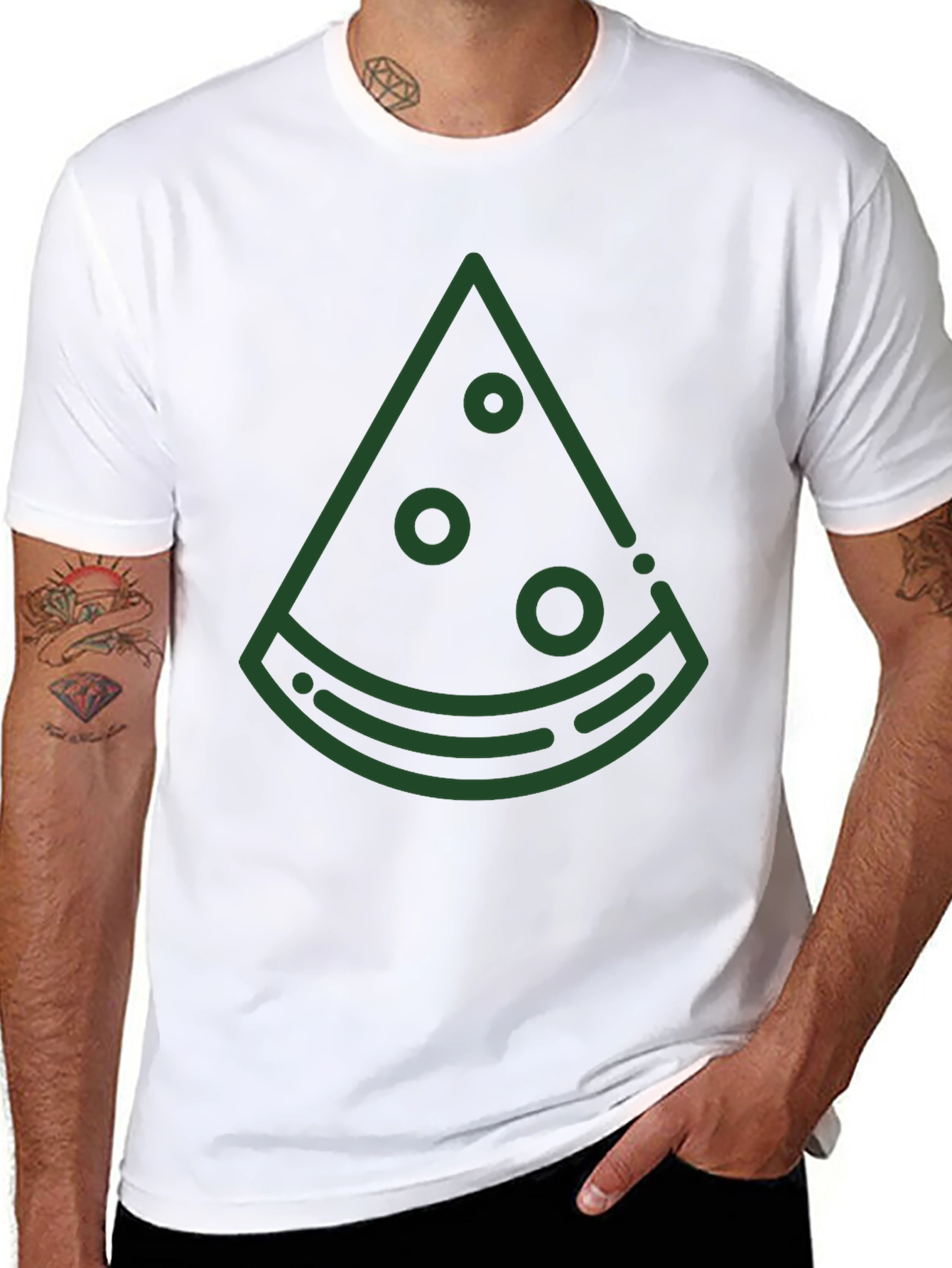 Mens Black T-Shirt with Green Watermelon Graphic