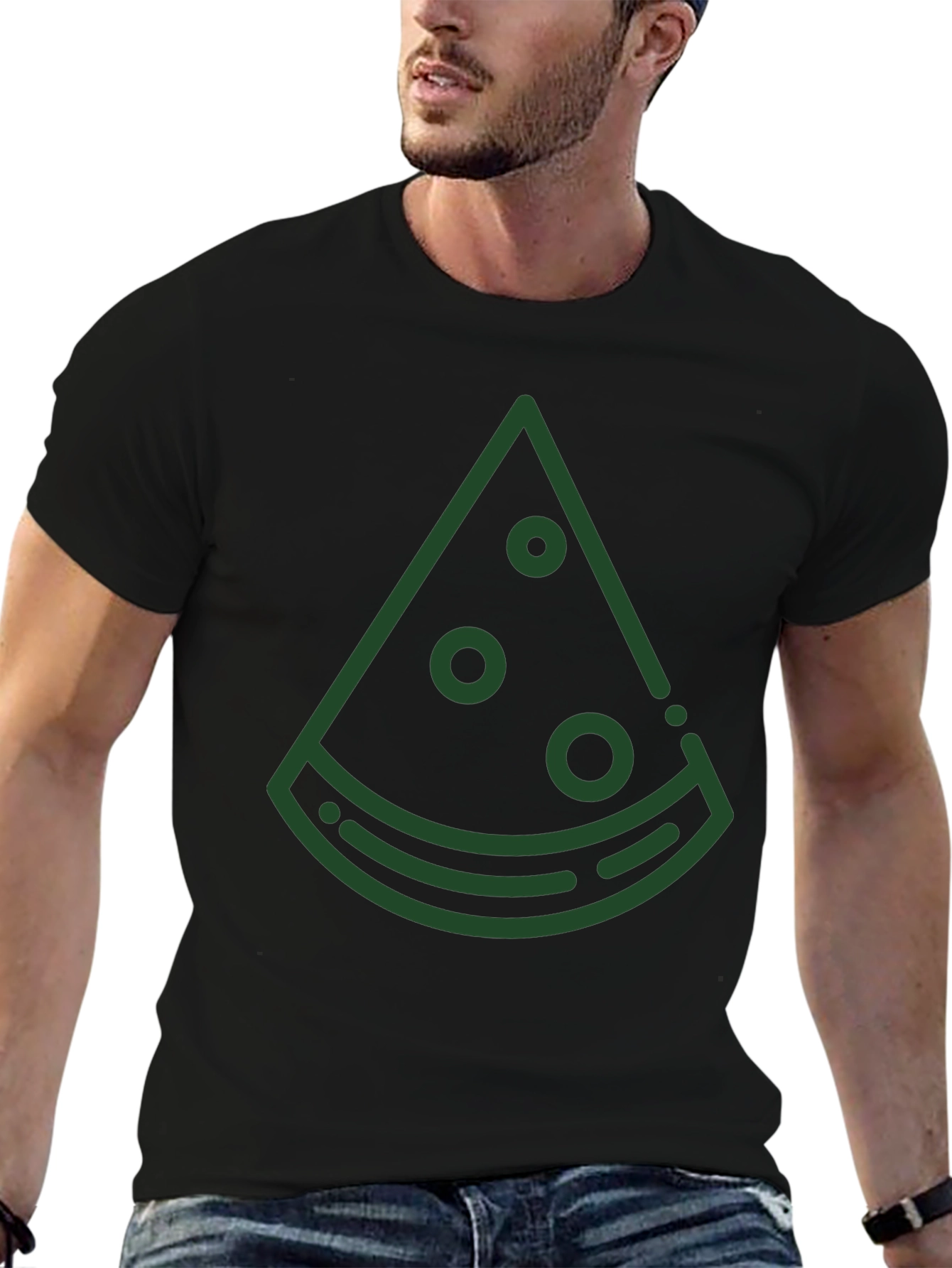 Mens Black T-Shirt with Green Watermelon Graphic