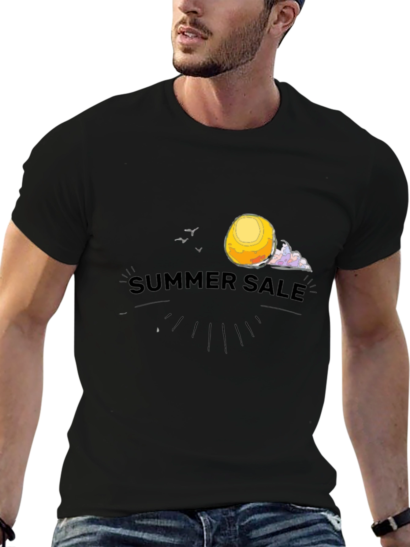 Summer Sale Graphic Tee - Black Cotton T-Shirt