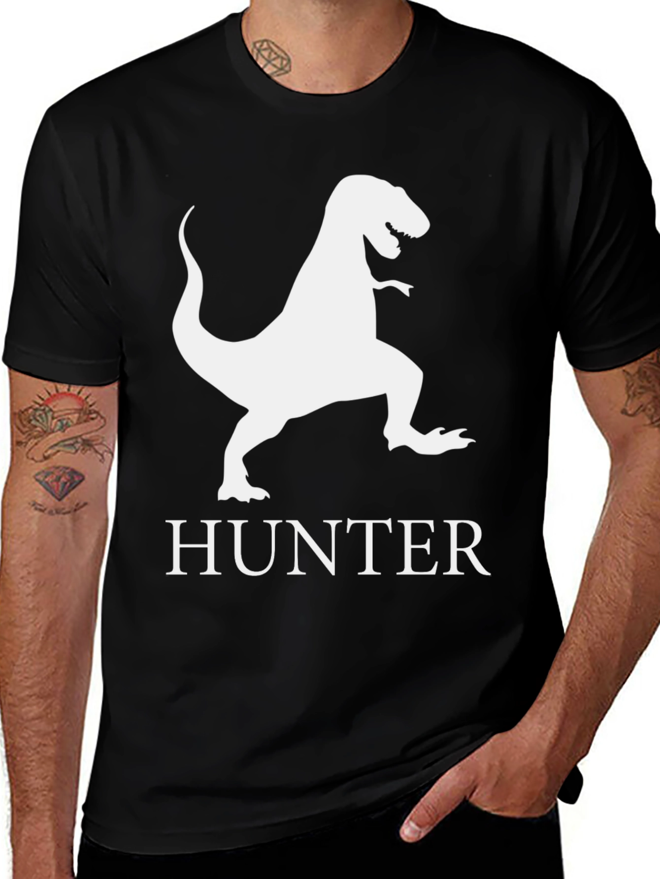 Dinosaur Hunter T-Shirt - Black Graphic Tee